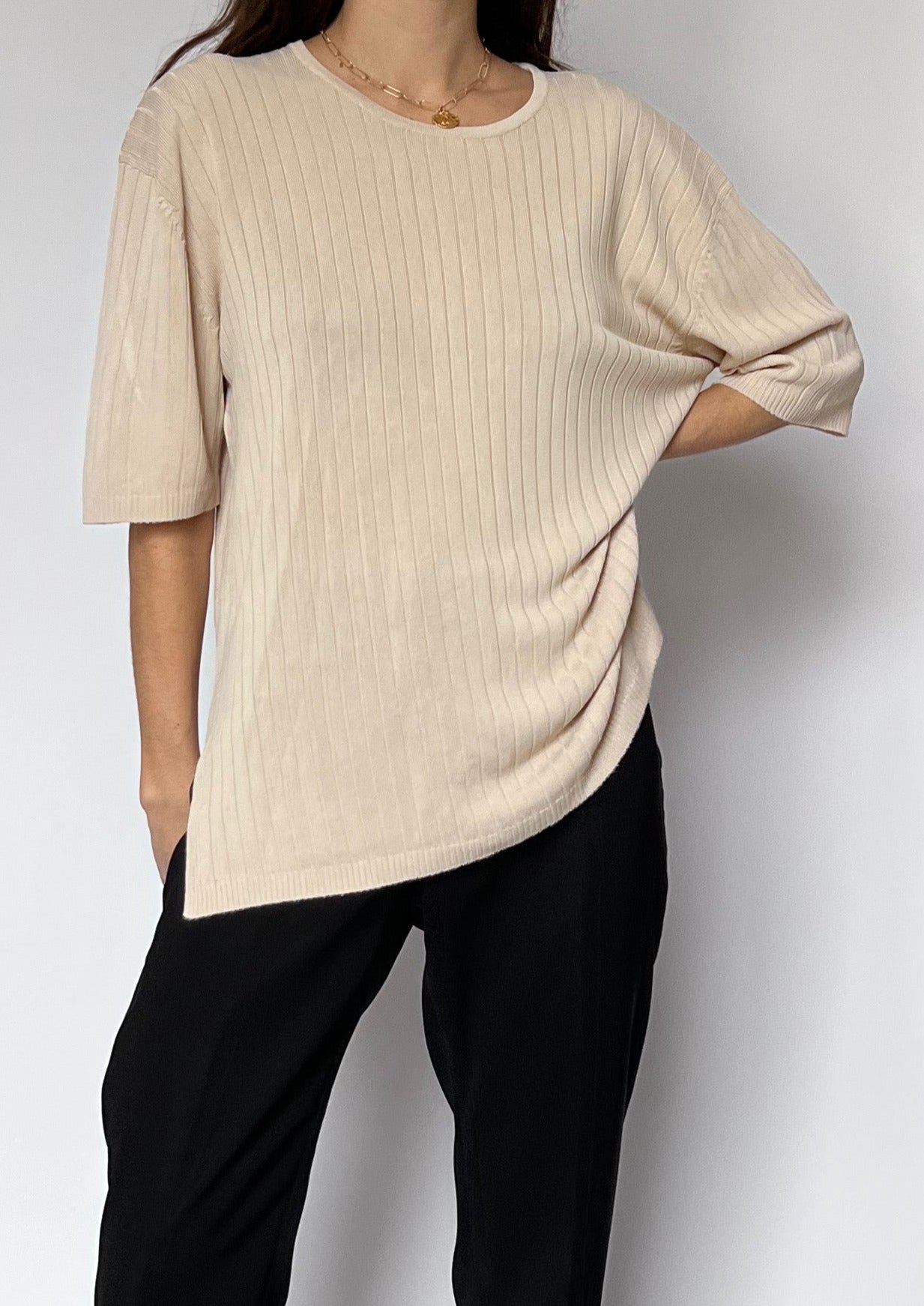 Ribbed Knitted T-Shirt S/M/L