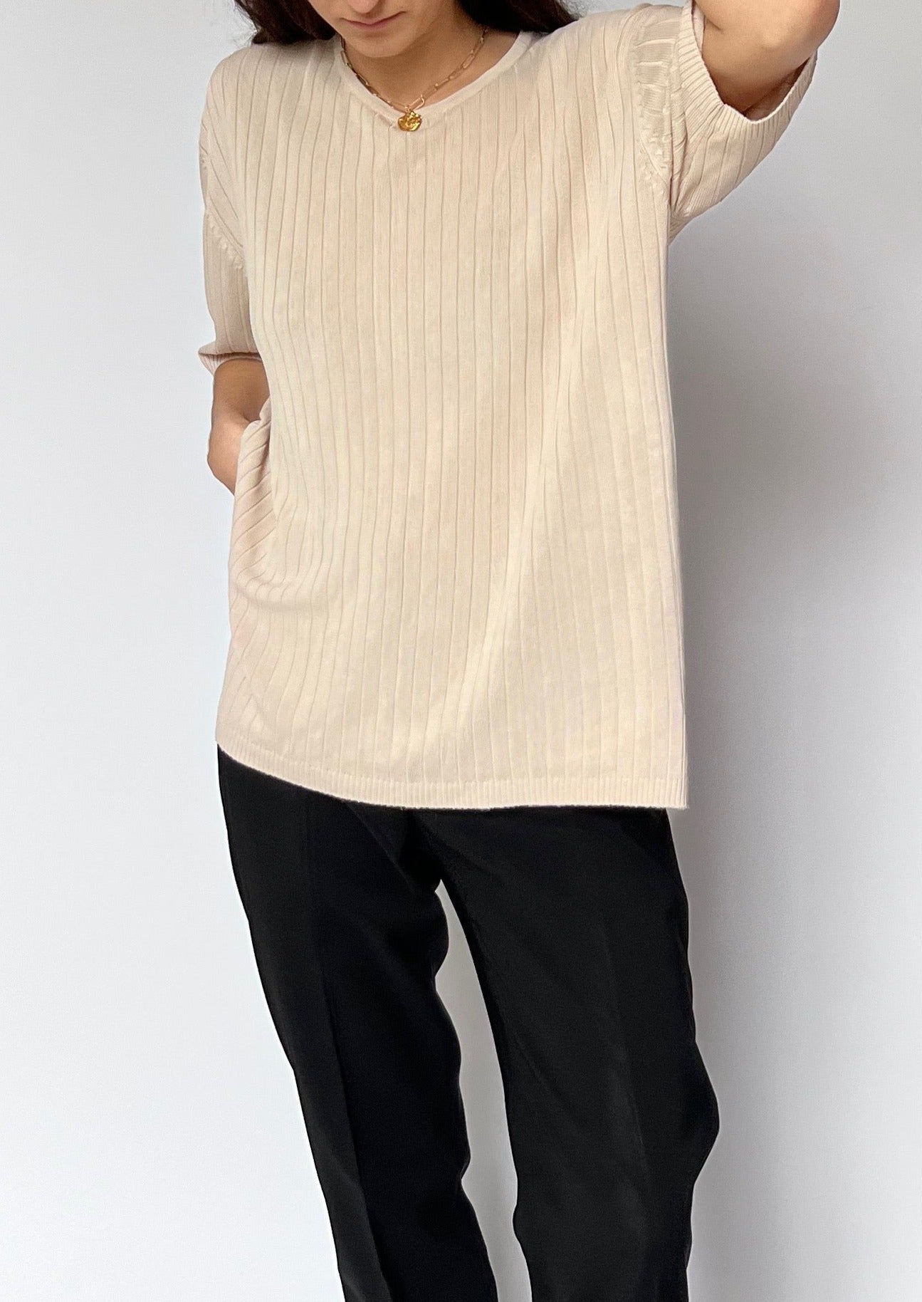 Ribbed Knitted T-Shirt S/M/L