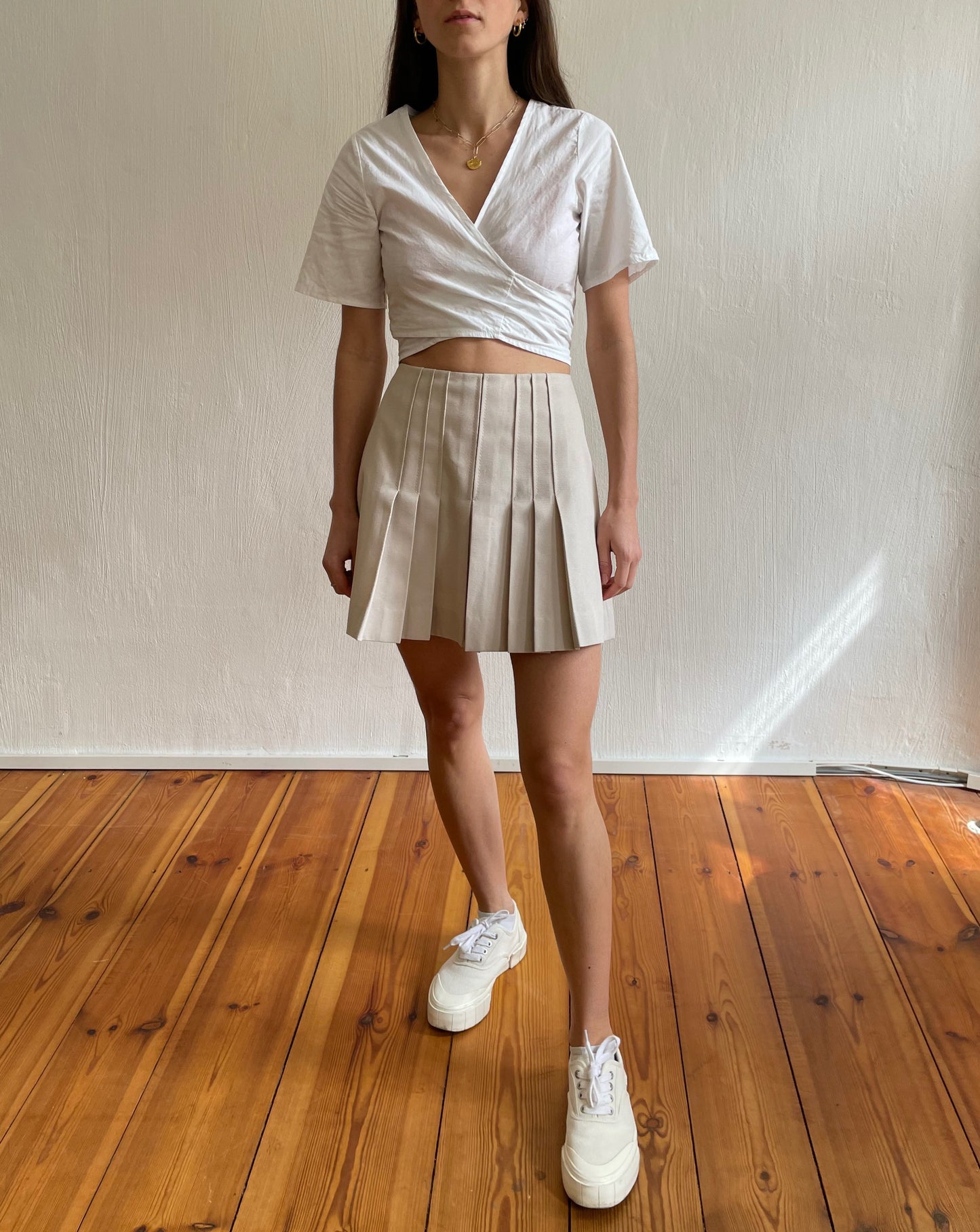 Vintage Beige Tennis Skirt Size S Waist 27"