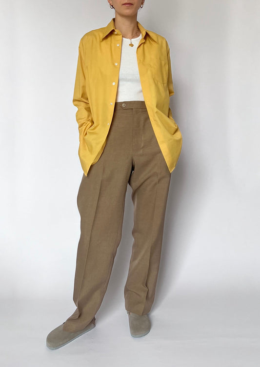 70s Yellow Dagger Collar Shirt S/M