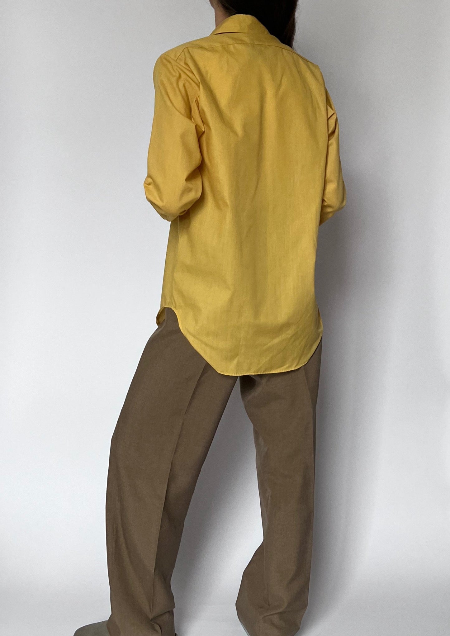 70s Yellow Dagger Collar Shirt S/M