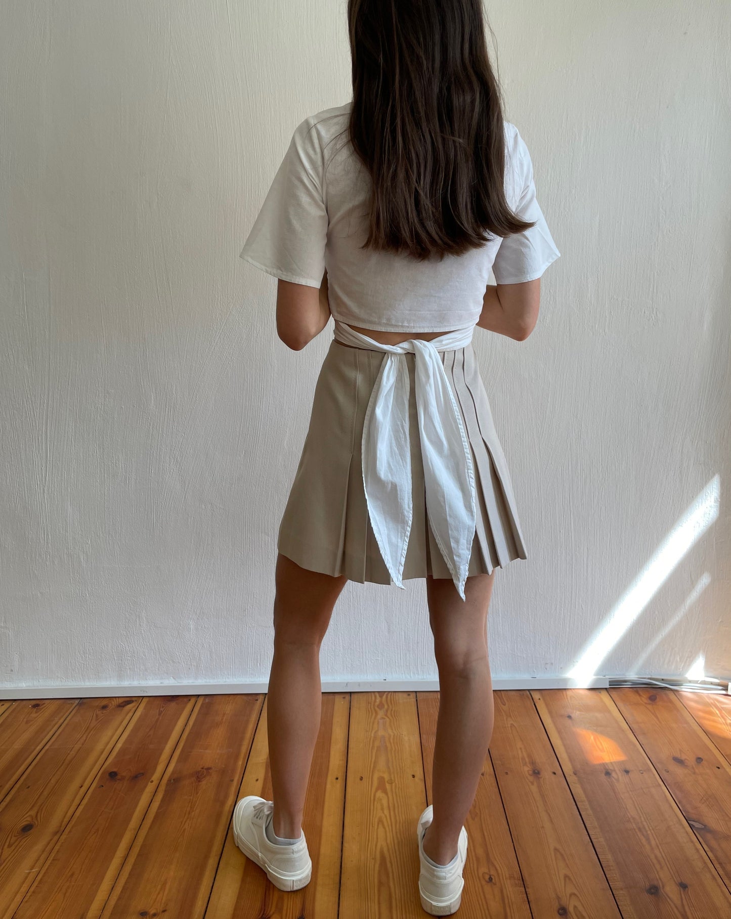 Vintage Beige Tennis Skirt Size S Waist 27"