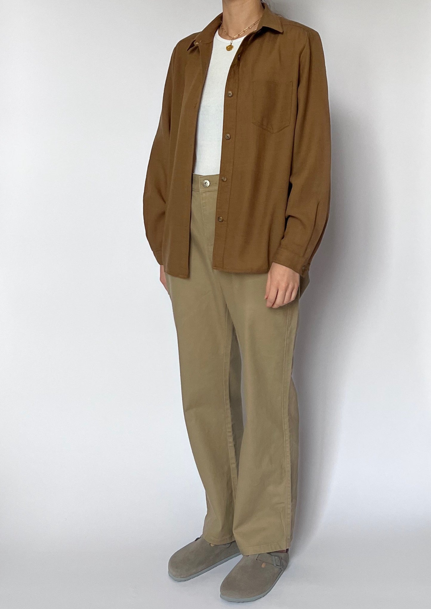 70s Brown Wool Shirt S/M