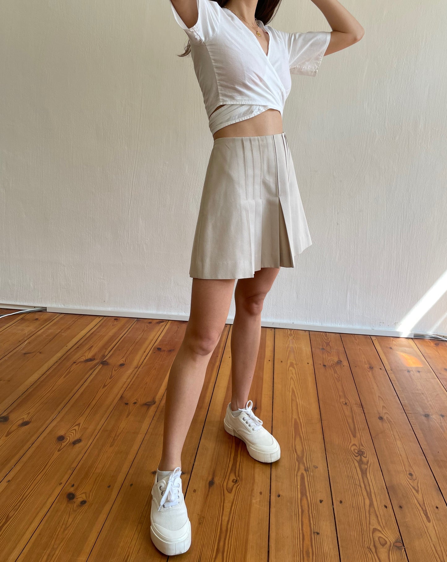 Vintage Beige Tennis Skirt Size S Waist 27"