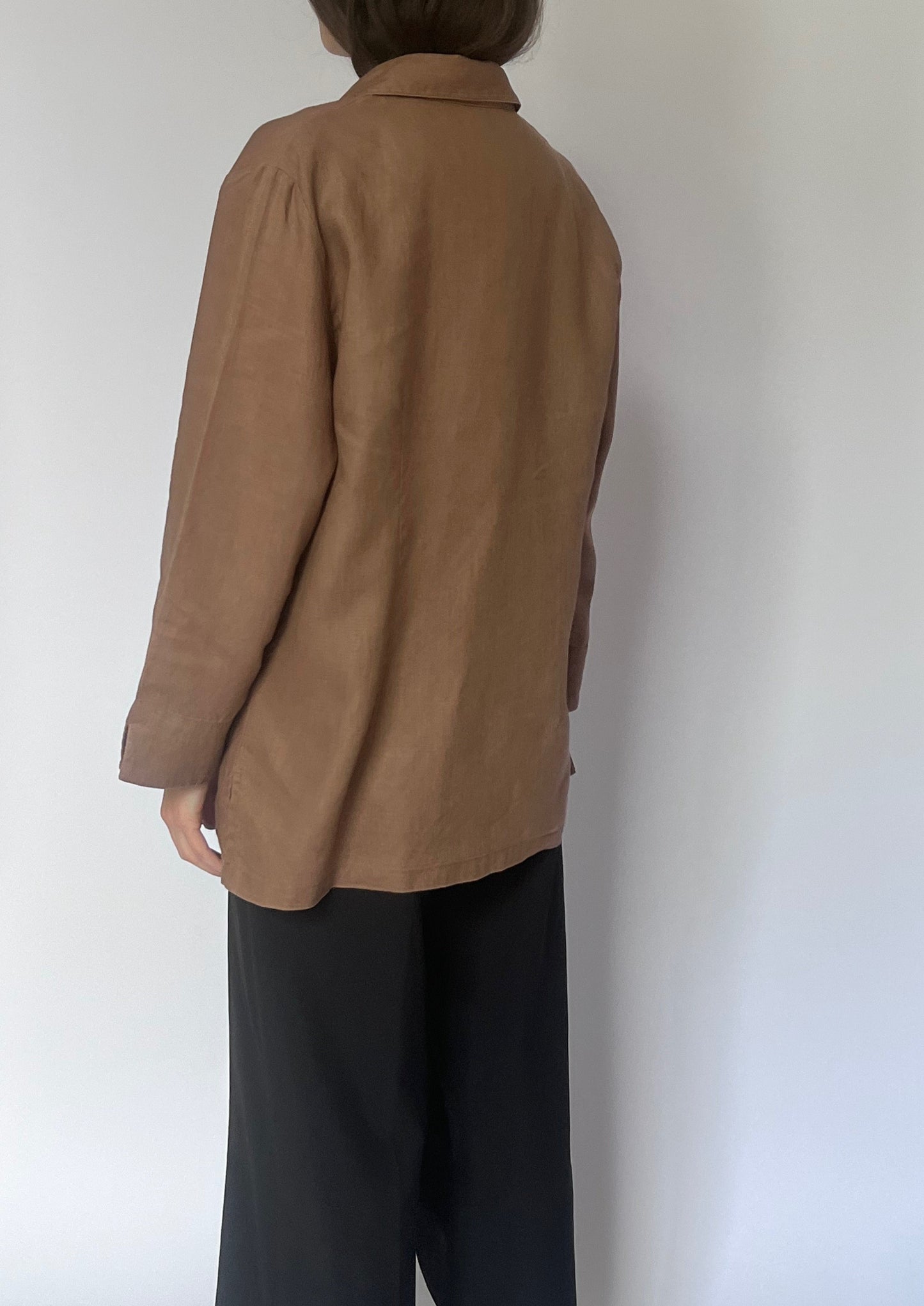 Brown Linen Shirt M