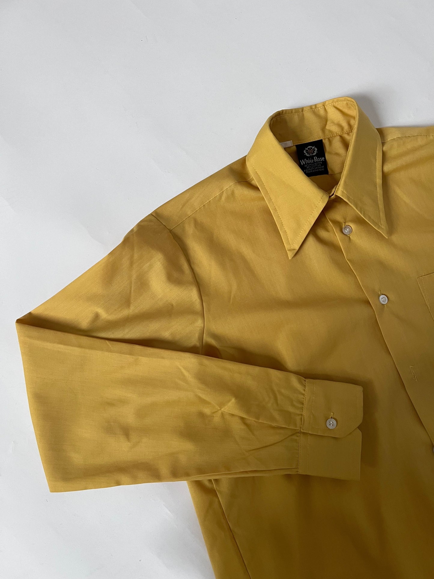 70s Yellow Dagger Collar Shirt S/M