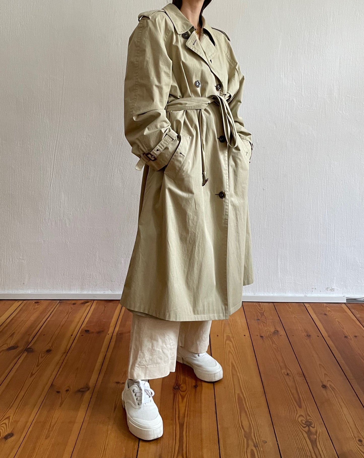 Vintage Neutral Beige Trench with Button Back Size S-L