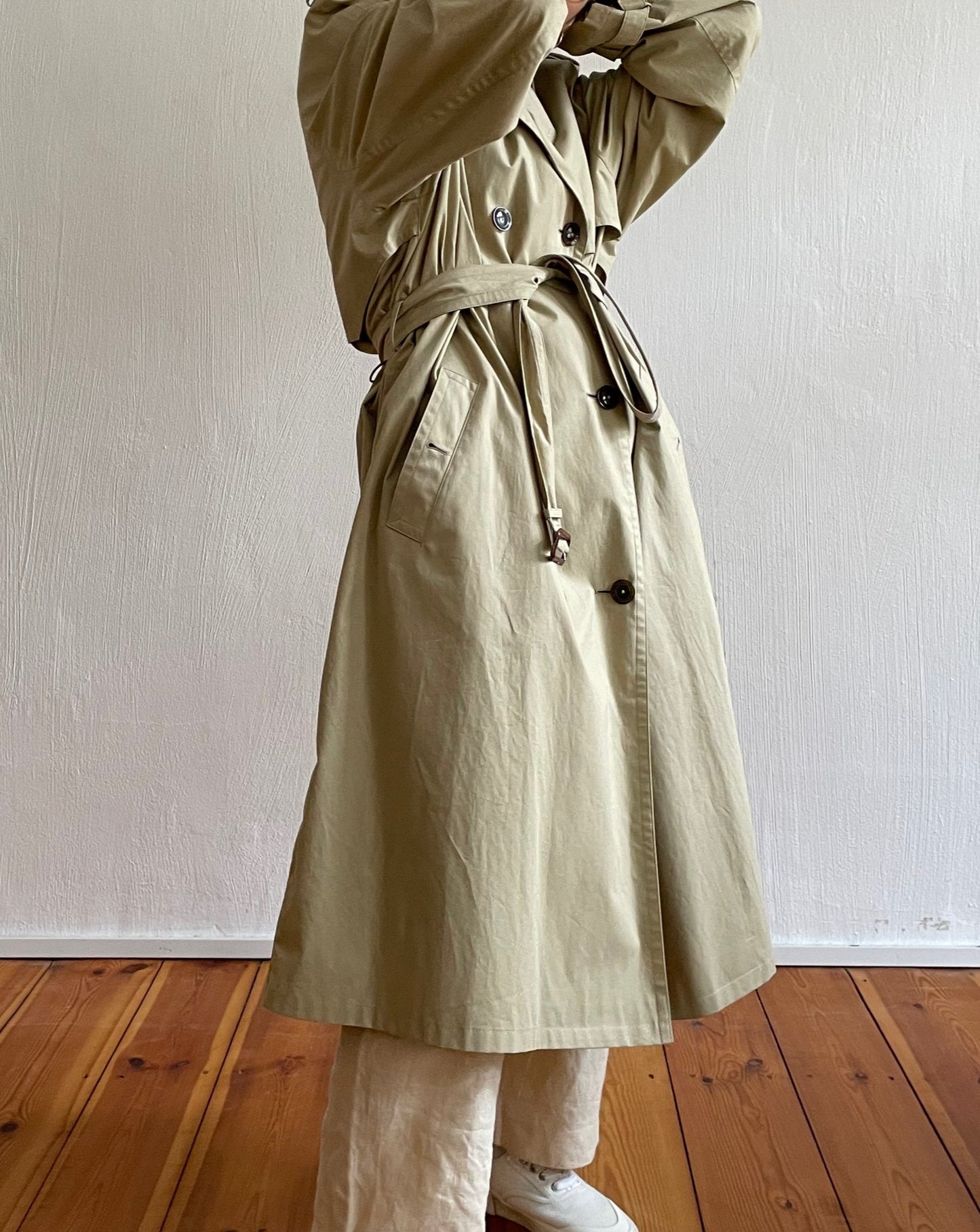 Vintage Neutral Beige Trench with Button Back Size S-L