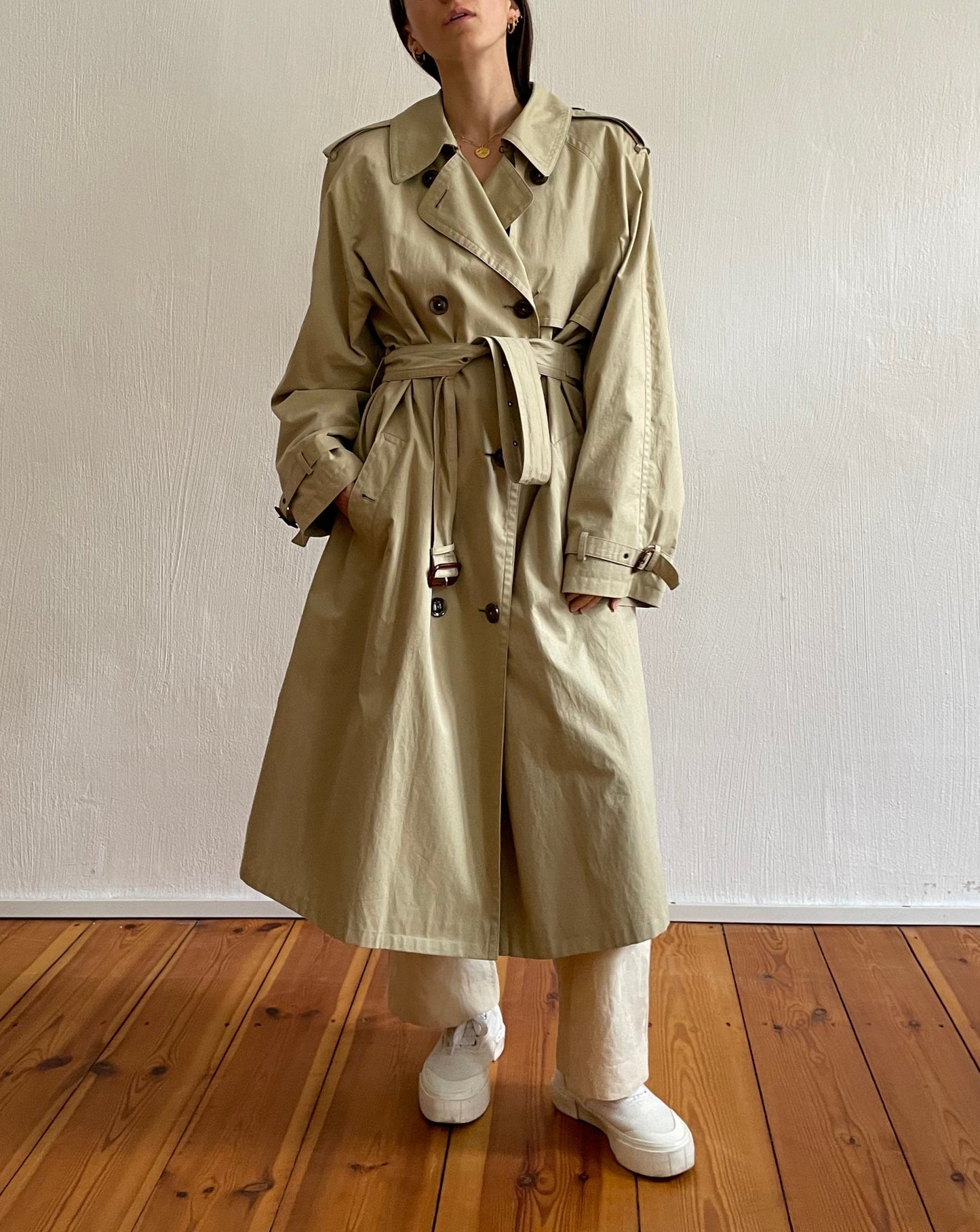 Vintage Neutral Beige Trench with Button Back Size S-L