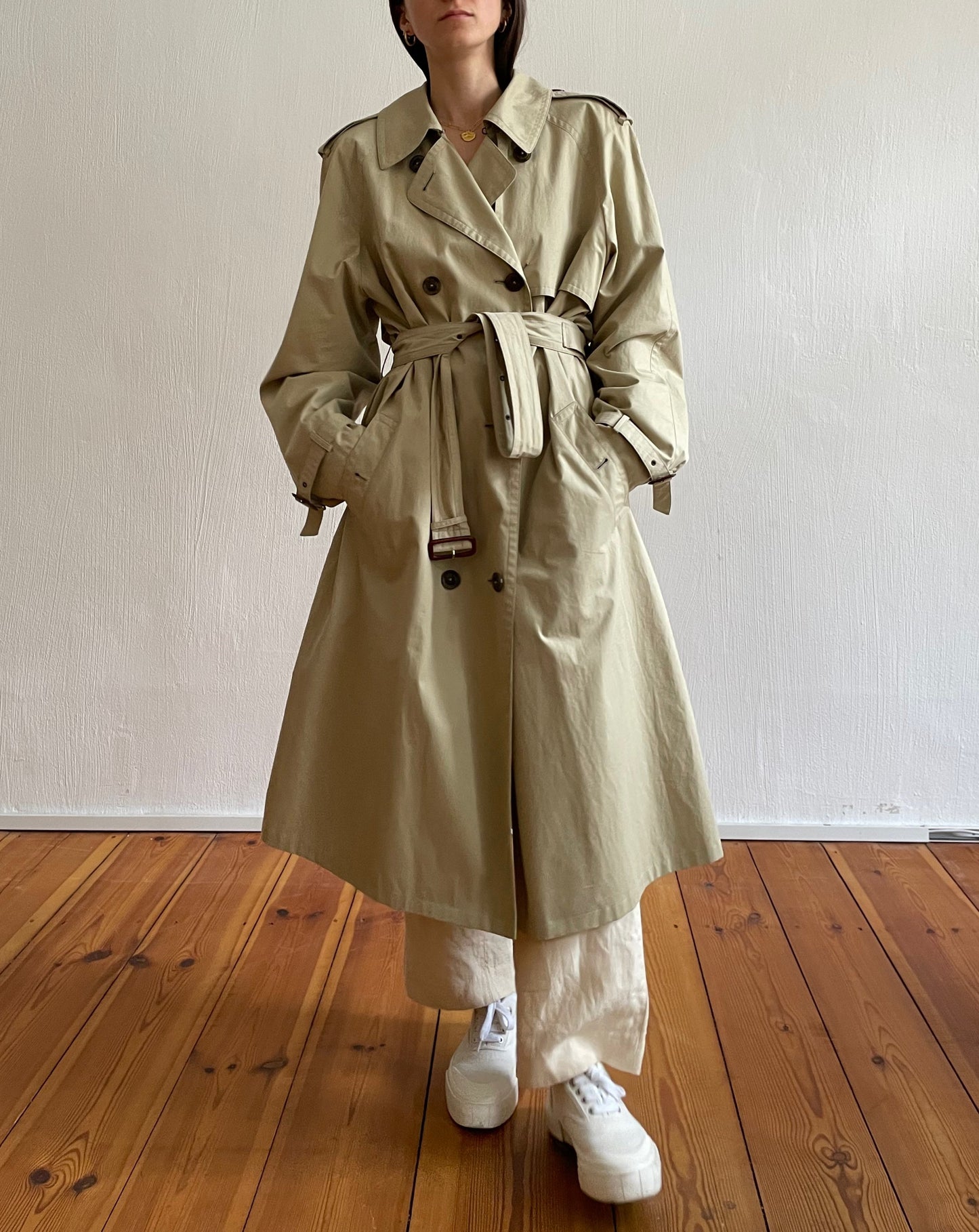 Vintage Neutral Beige Trench with Button Back Size S-L