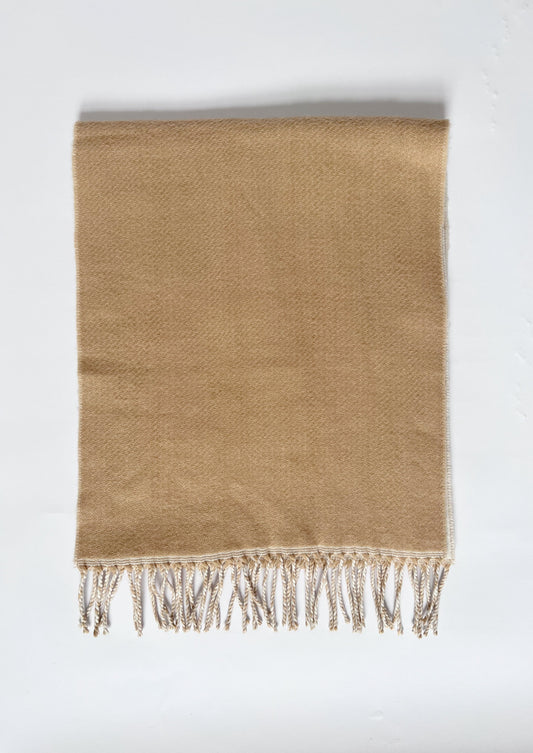 Vintage Neutral White Wool Scarf