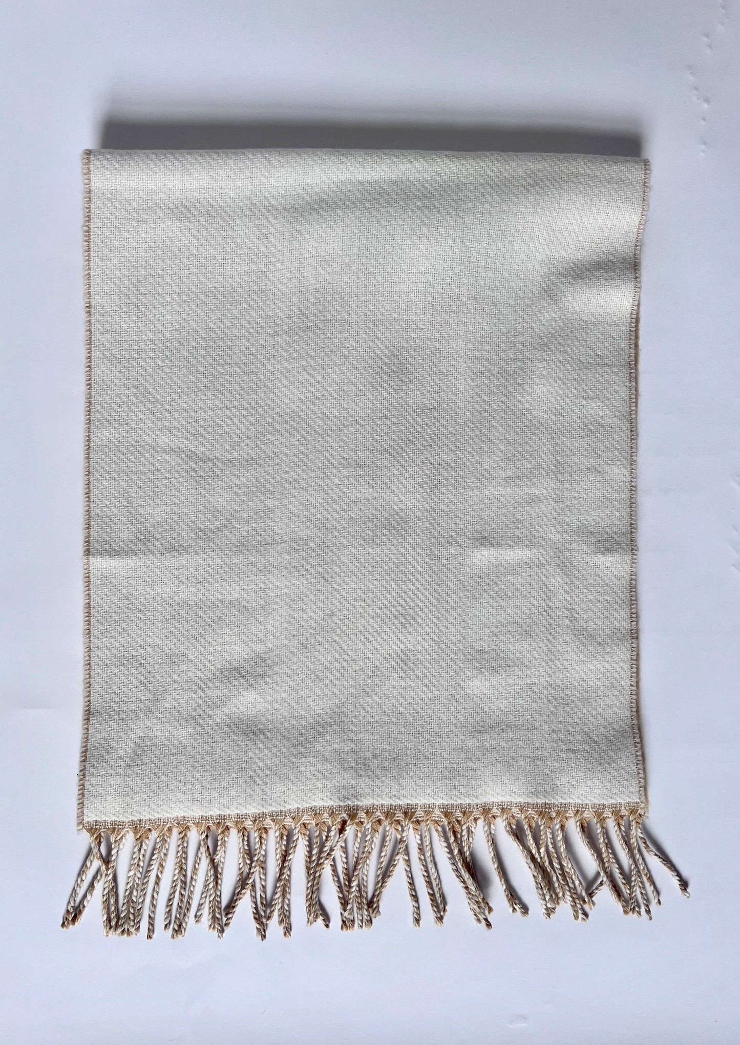 Vintage Neutral White Wool Scarf