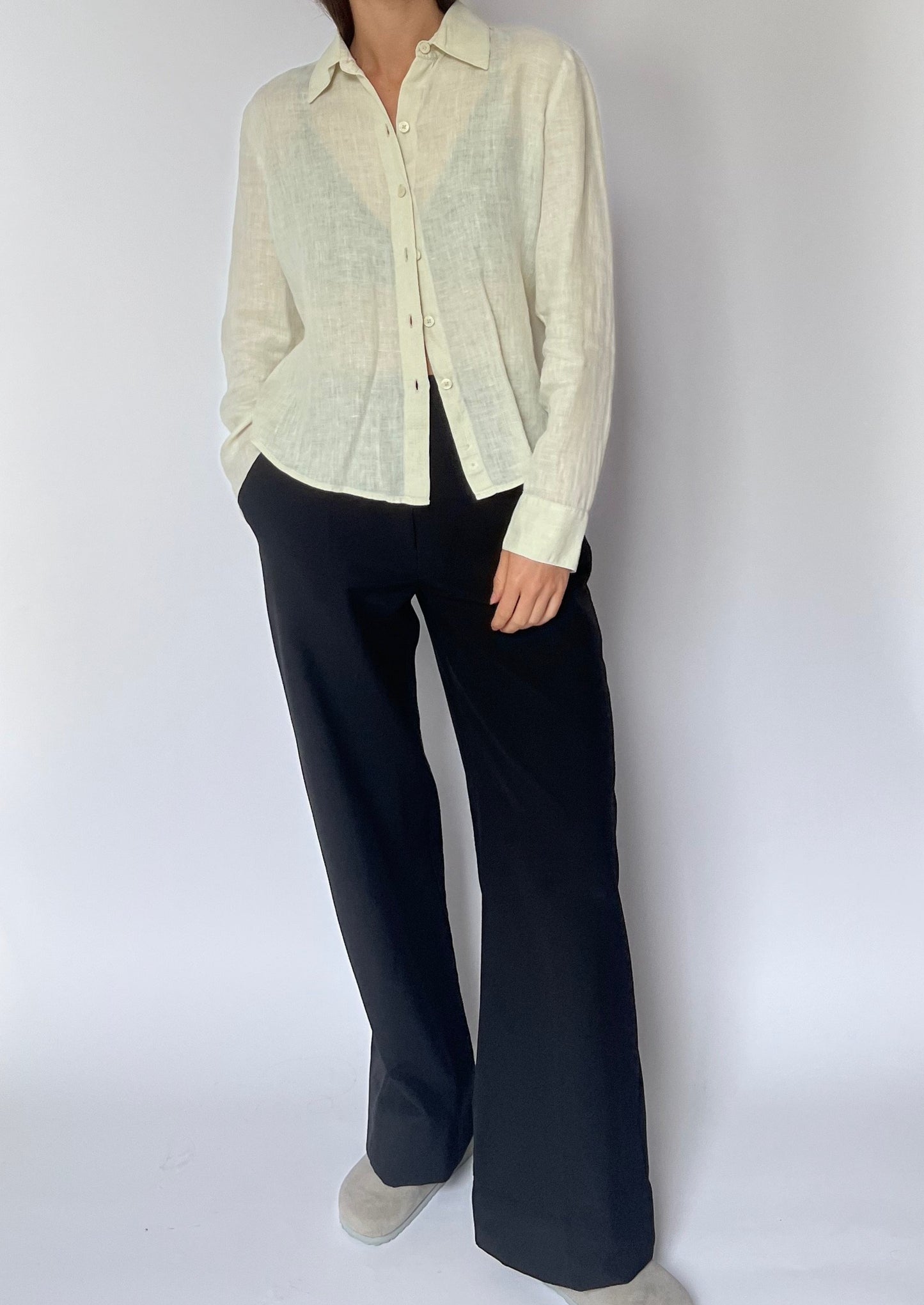 Cropped Linen Shirt XS