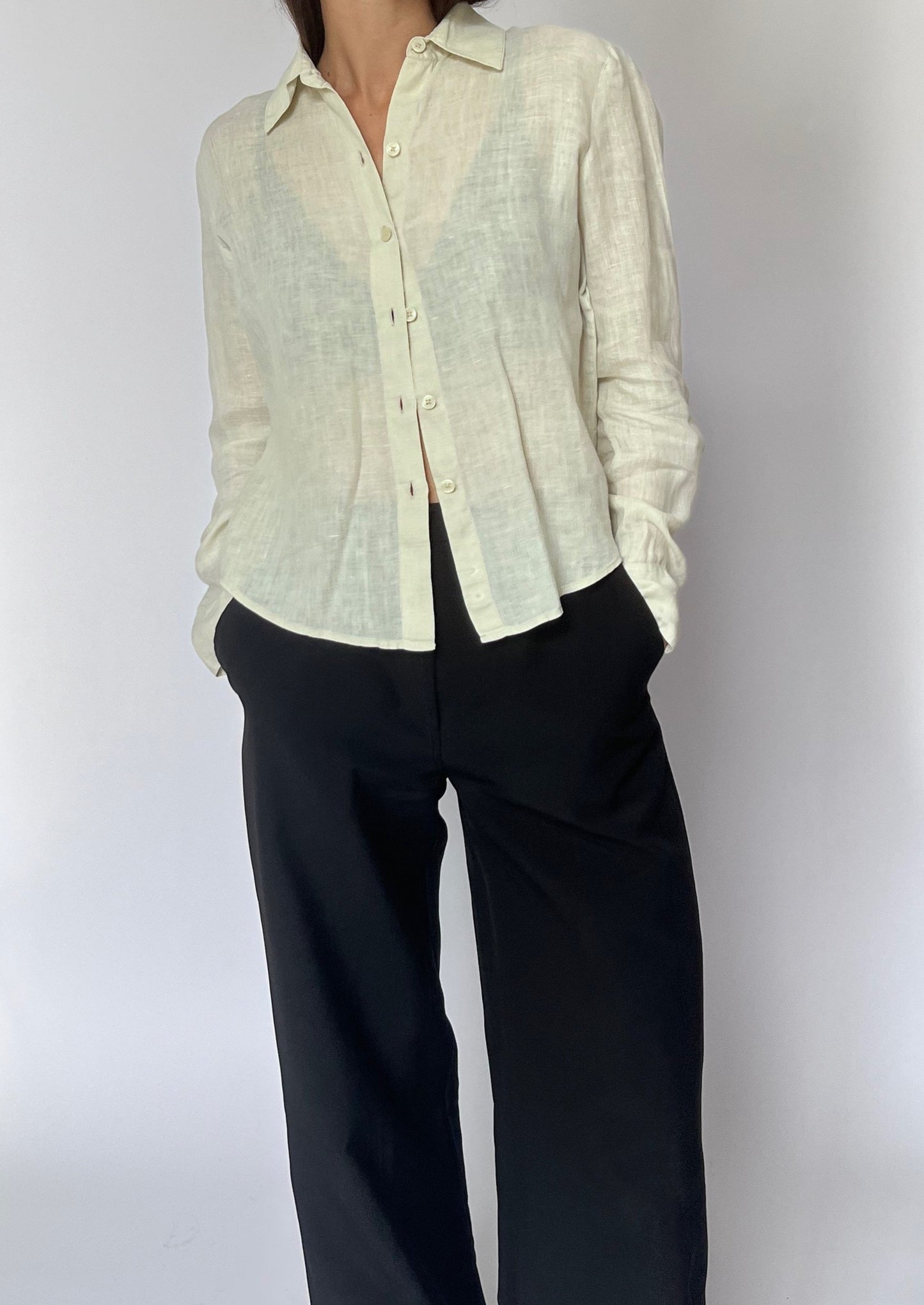 Cropped Linen Shirt XS