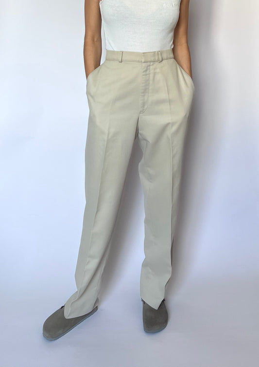 90s Cream Straight Leg Trousers L W'33"