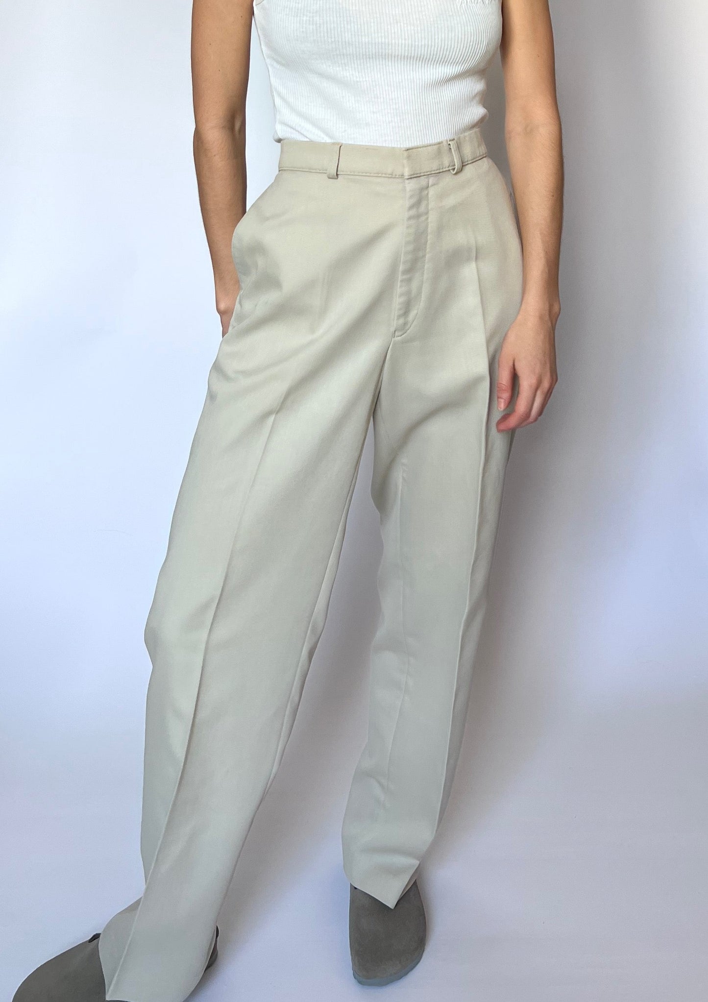 90s Cream Straight Leg Trousers L W'33"