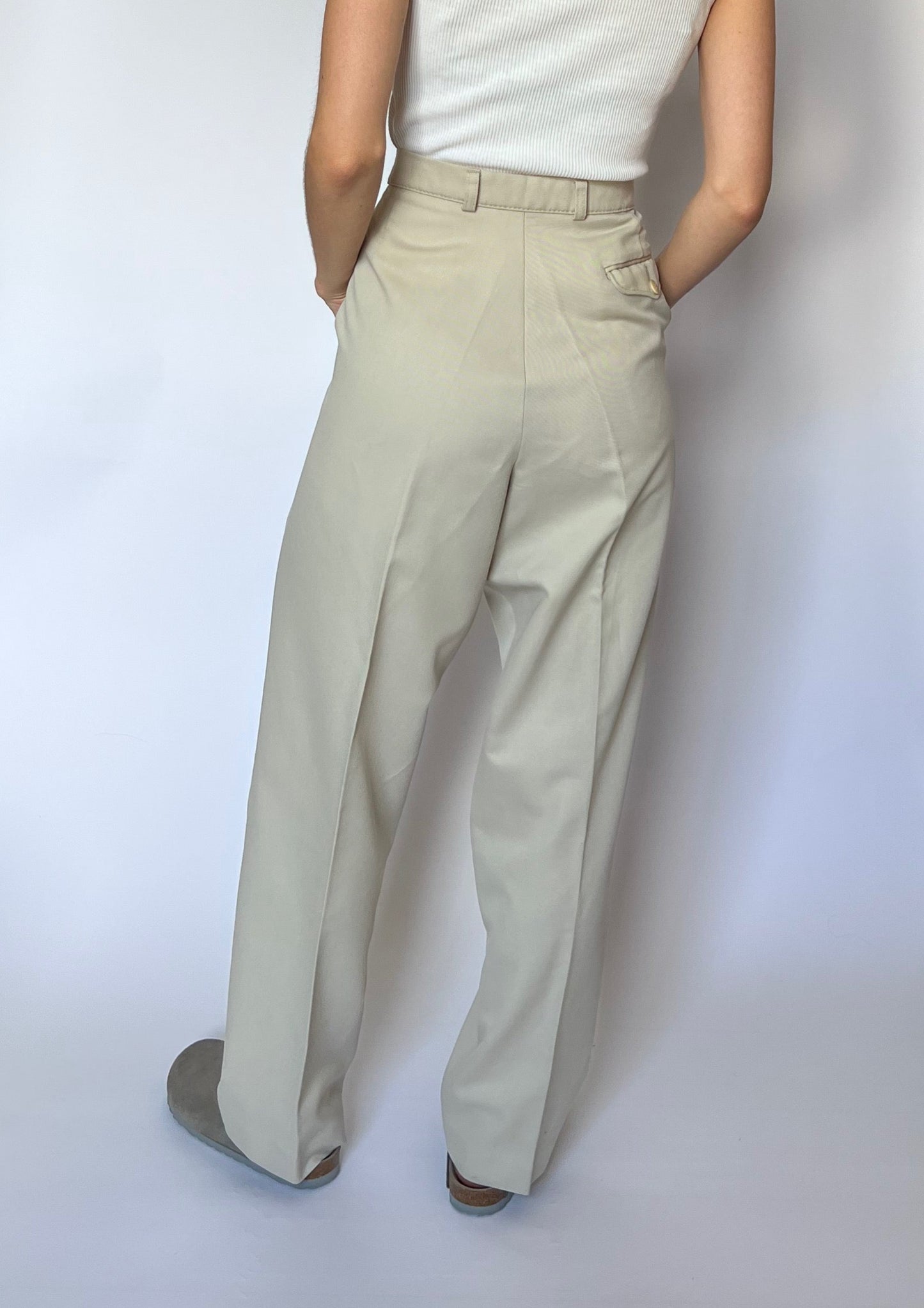 90s Cream Straight Leg Trousers L W'33"