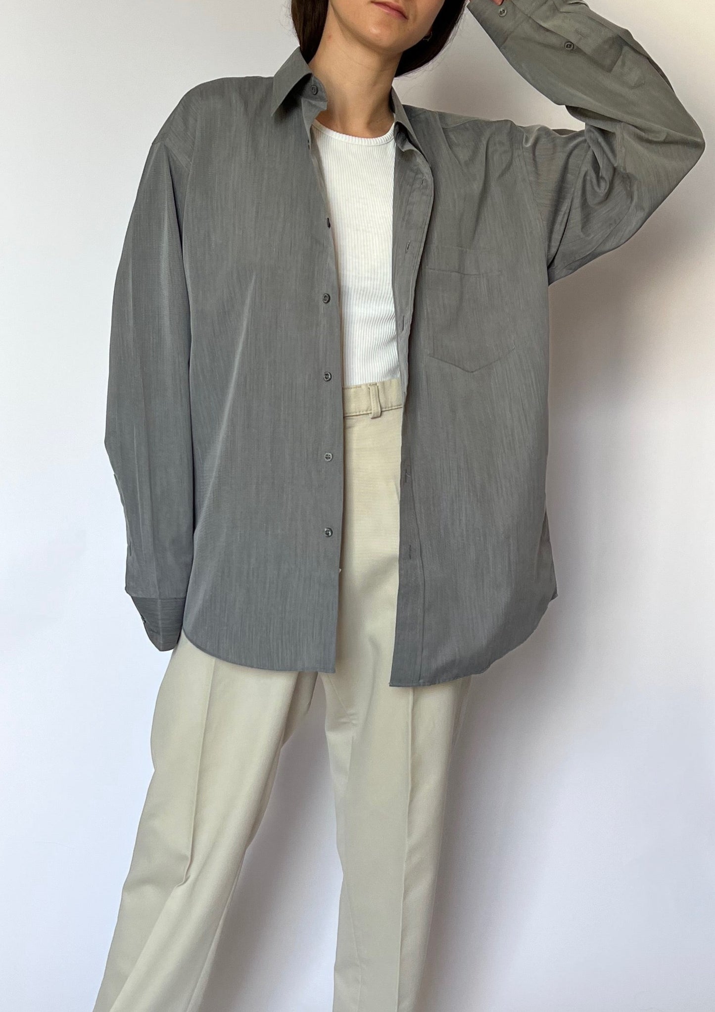 90s Grey Oversized Shirt M