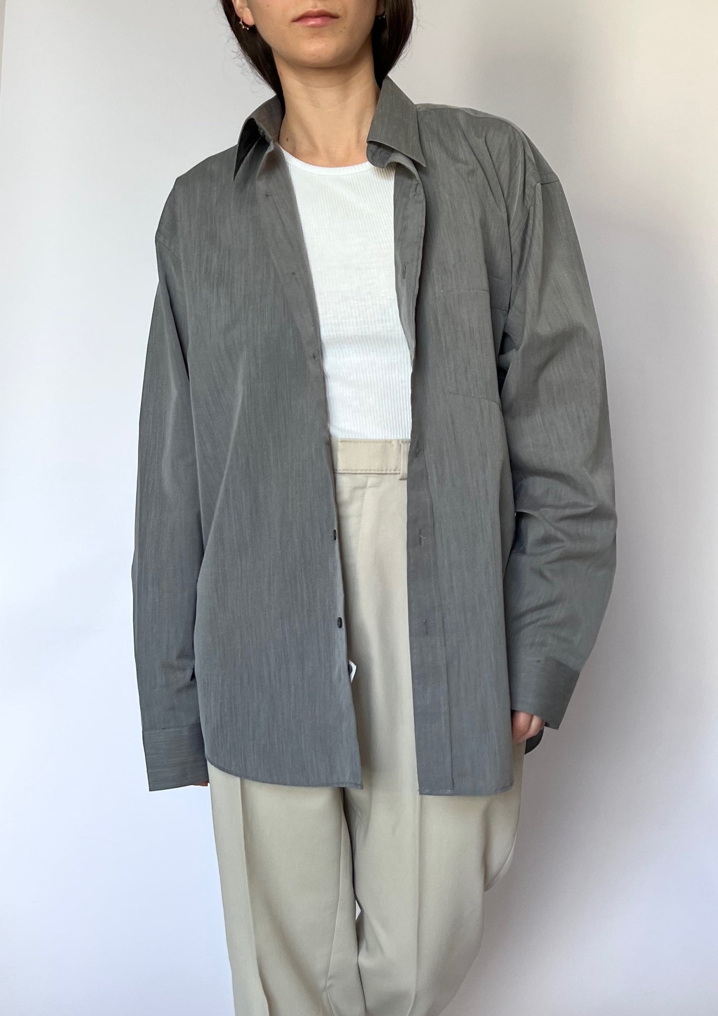 90s Grey Oversized Shirt M