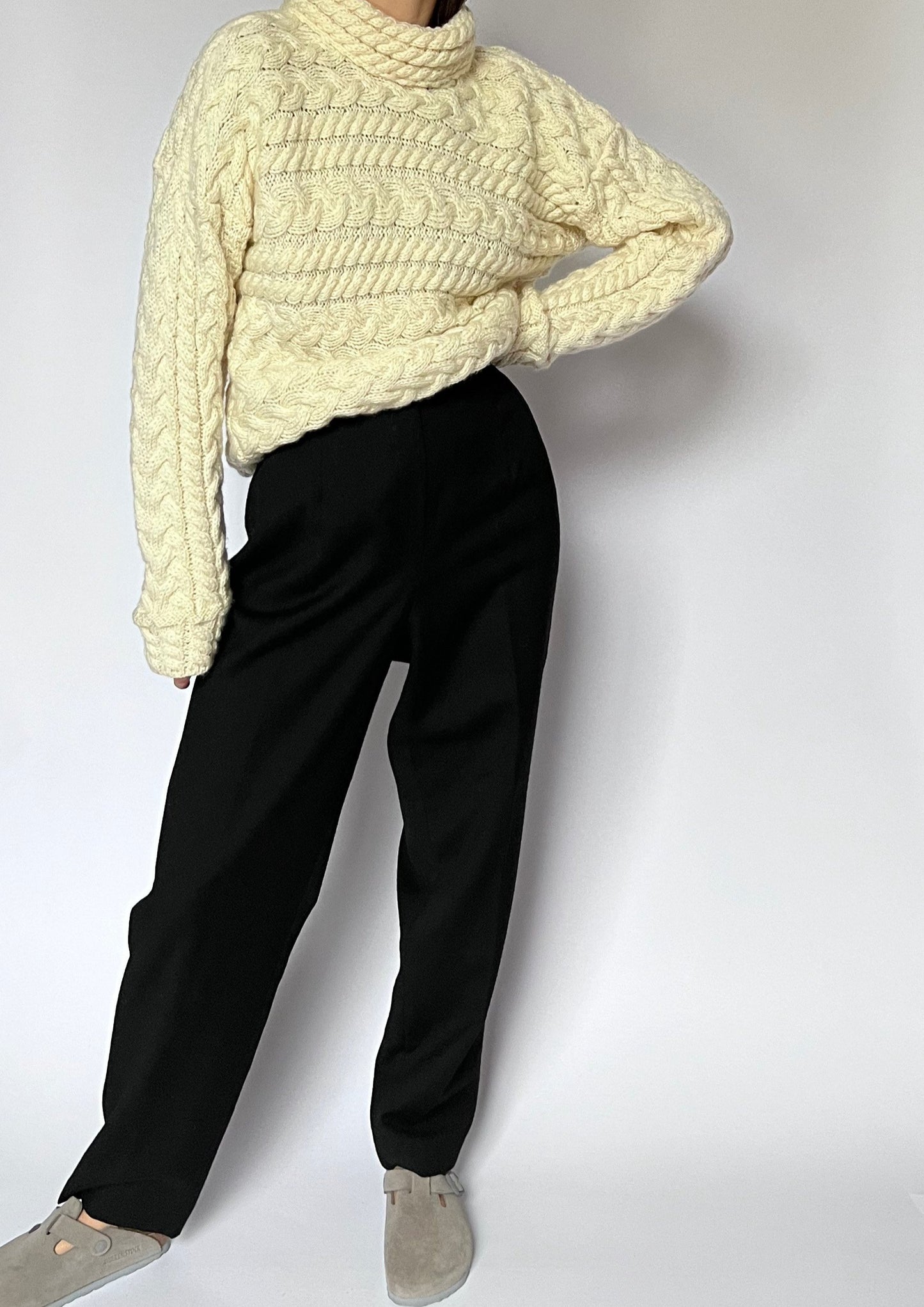 Wool Straight Leg Trousers M W'30"