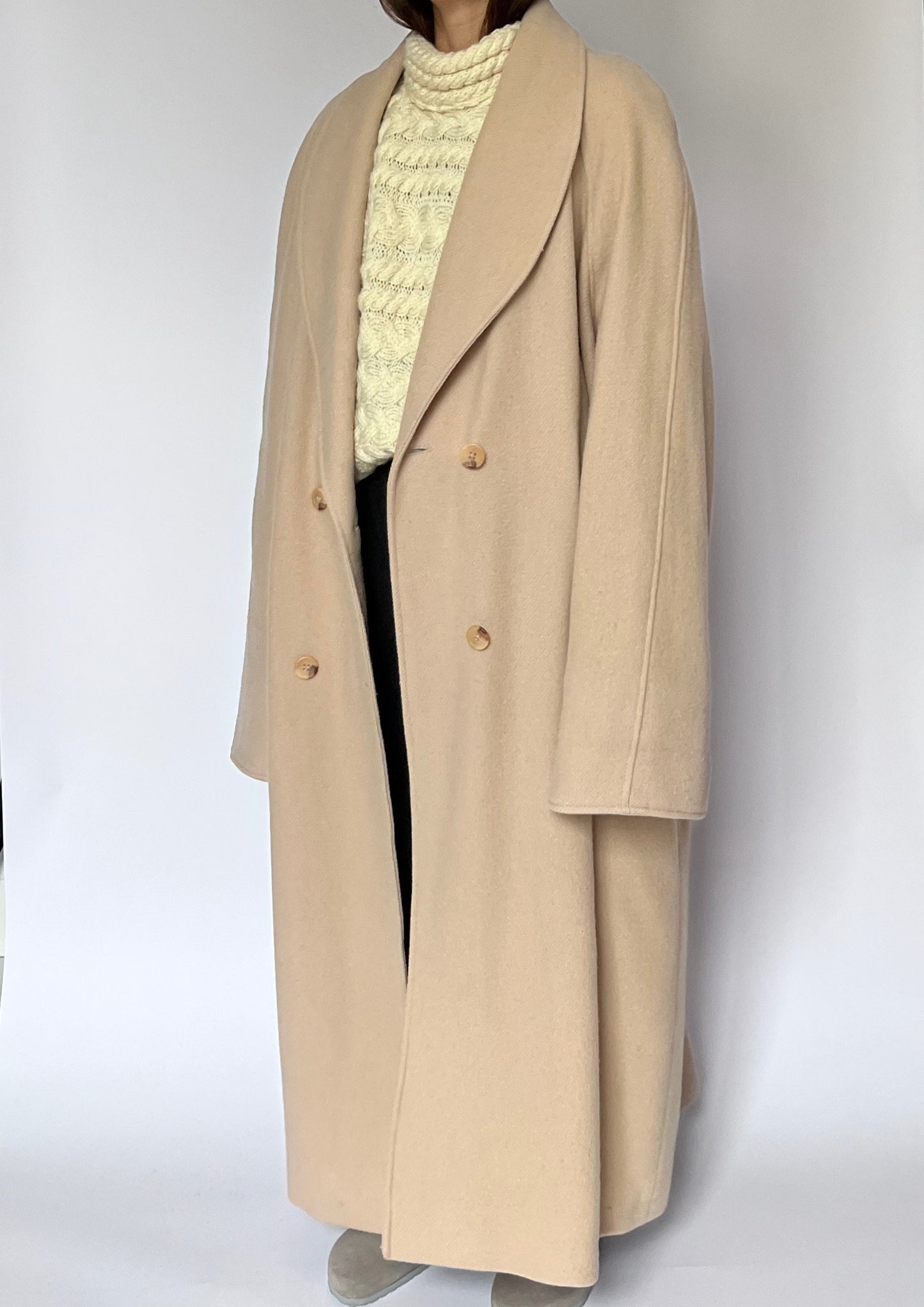 Oversized Wool Cream Coat M/L/XL