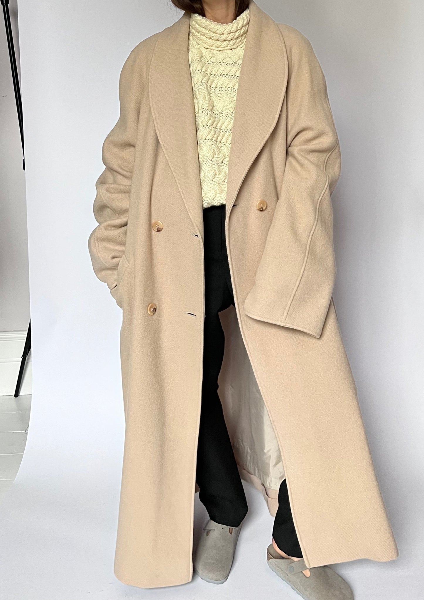 Oversized Wool Cream Coat M/L/XL