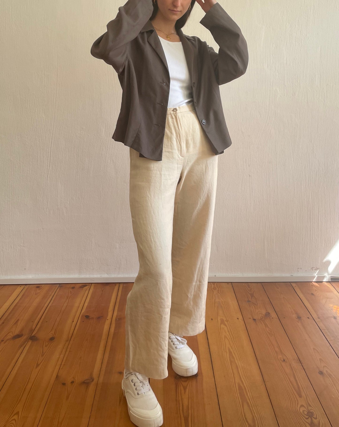 Vintage Linen Lightweight Relaxed Boxy Jacket Size M-XL