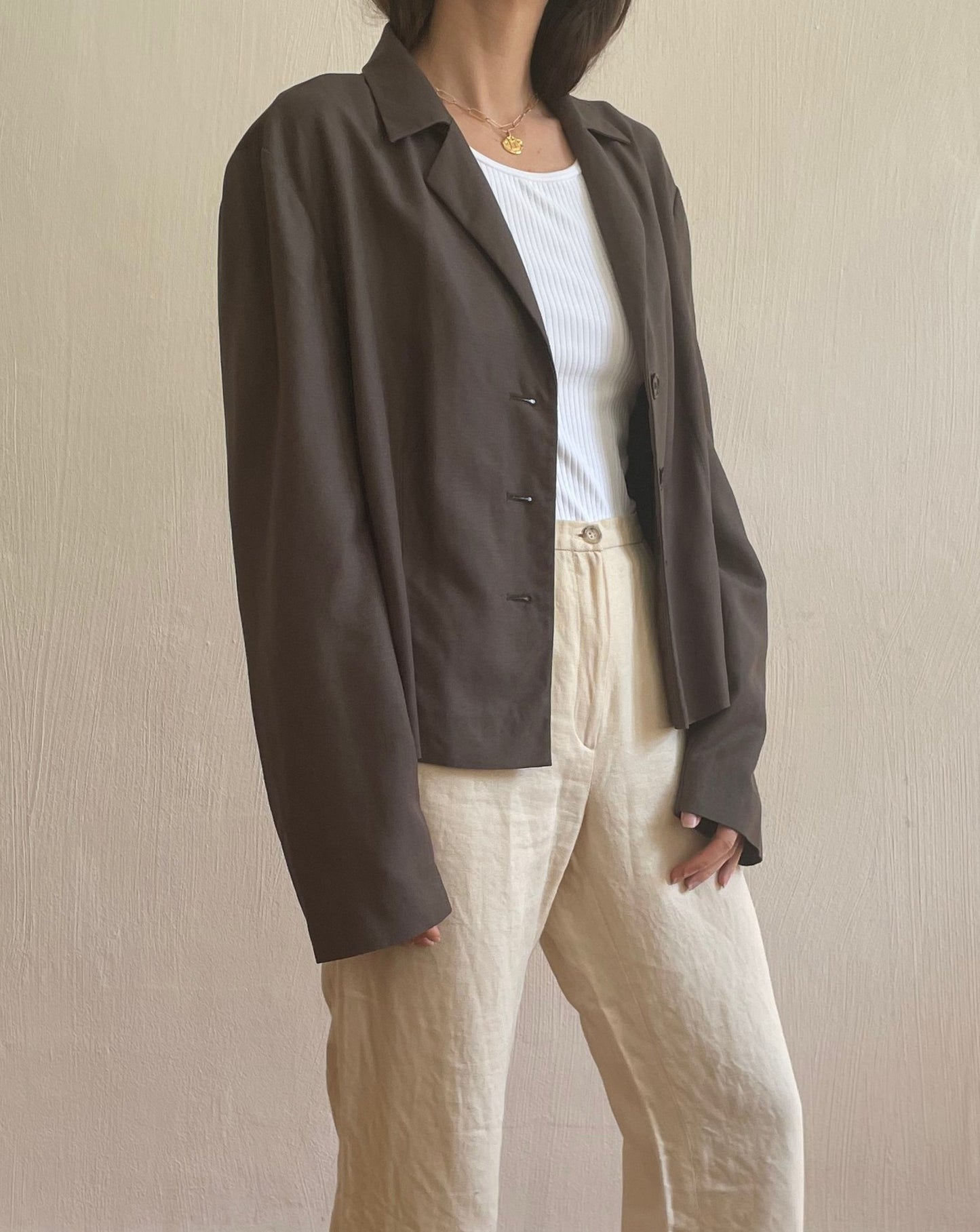 Vintage Linen Lightweight Relaxed Boxy Jacket Size M-XL