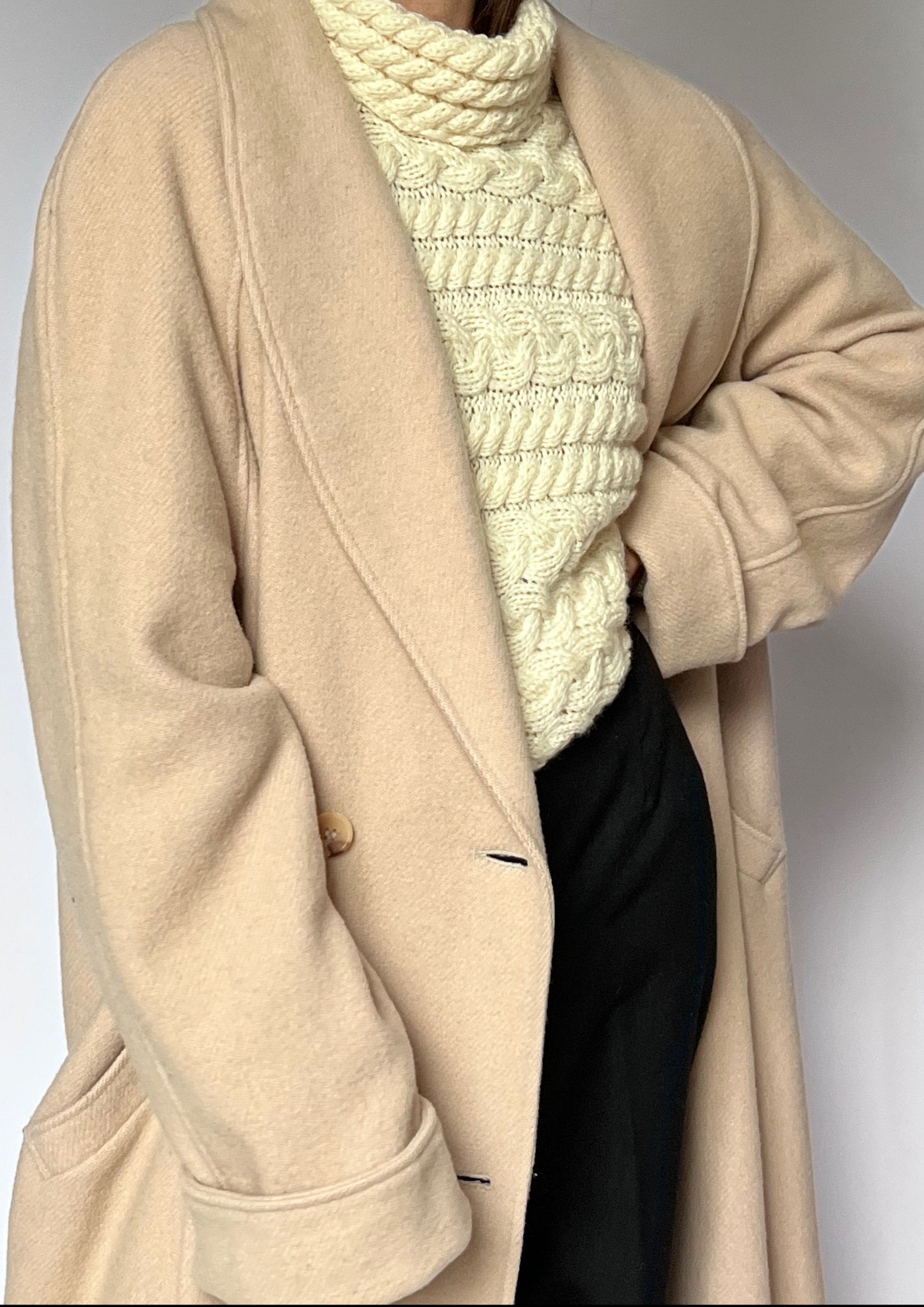 Oversized Wool Cream Coat M/L/XL