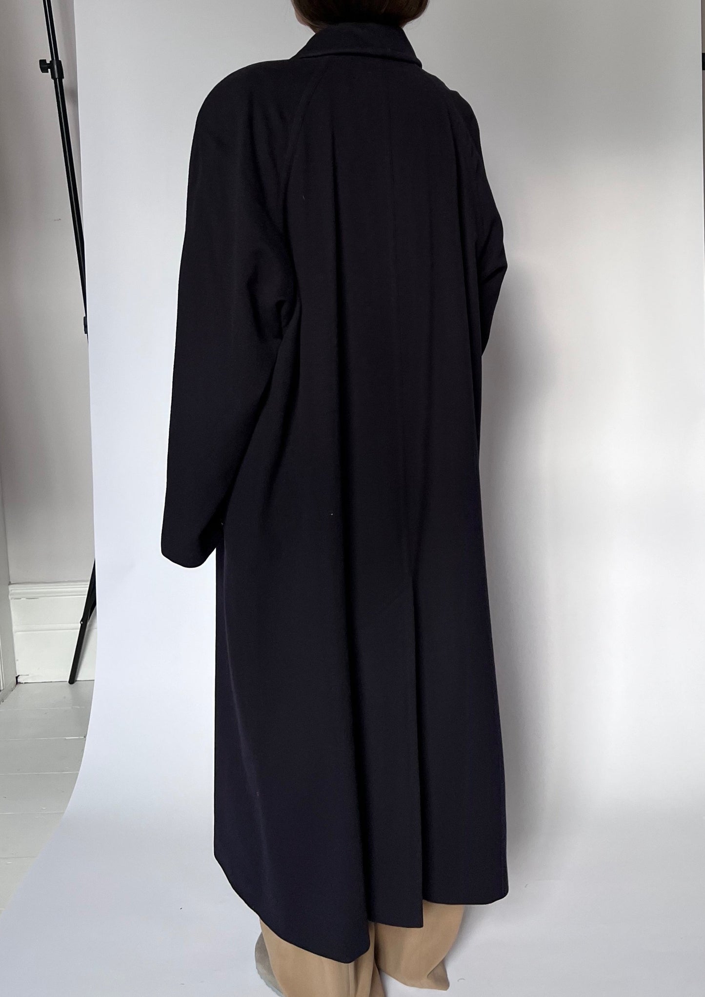 80s Jaeger Navy Wool Maxi Coat S/M