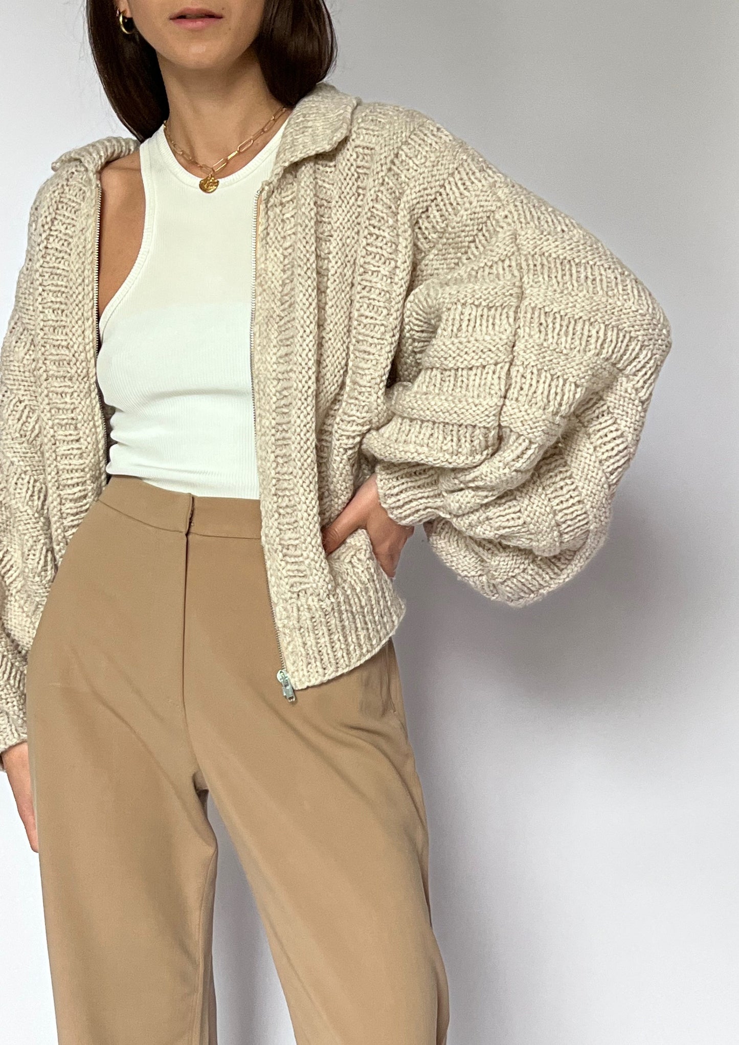 Volume Sleeve Knitted Cardigan XS/S/M