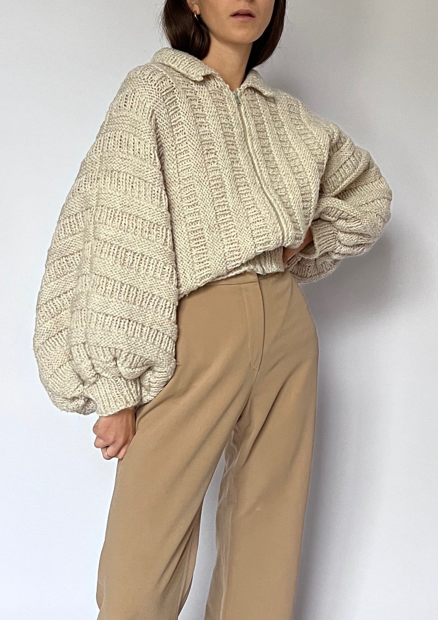 Volume Sleeve Knitted Cardigan XS/S/M