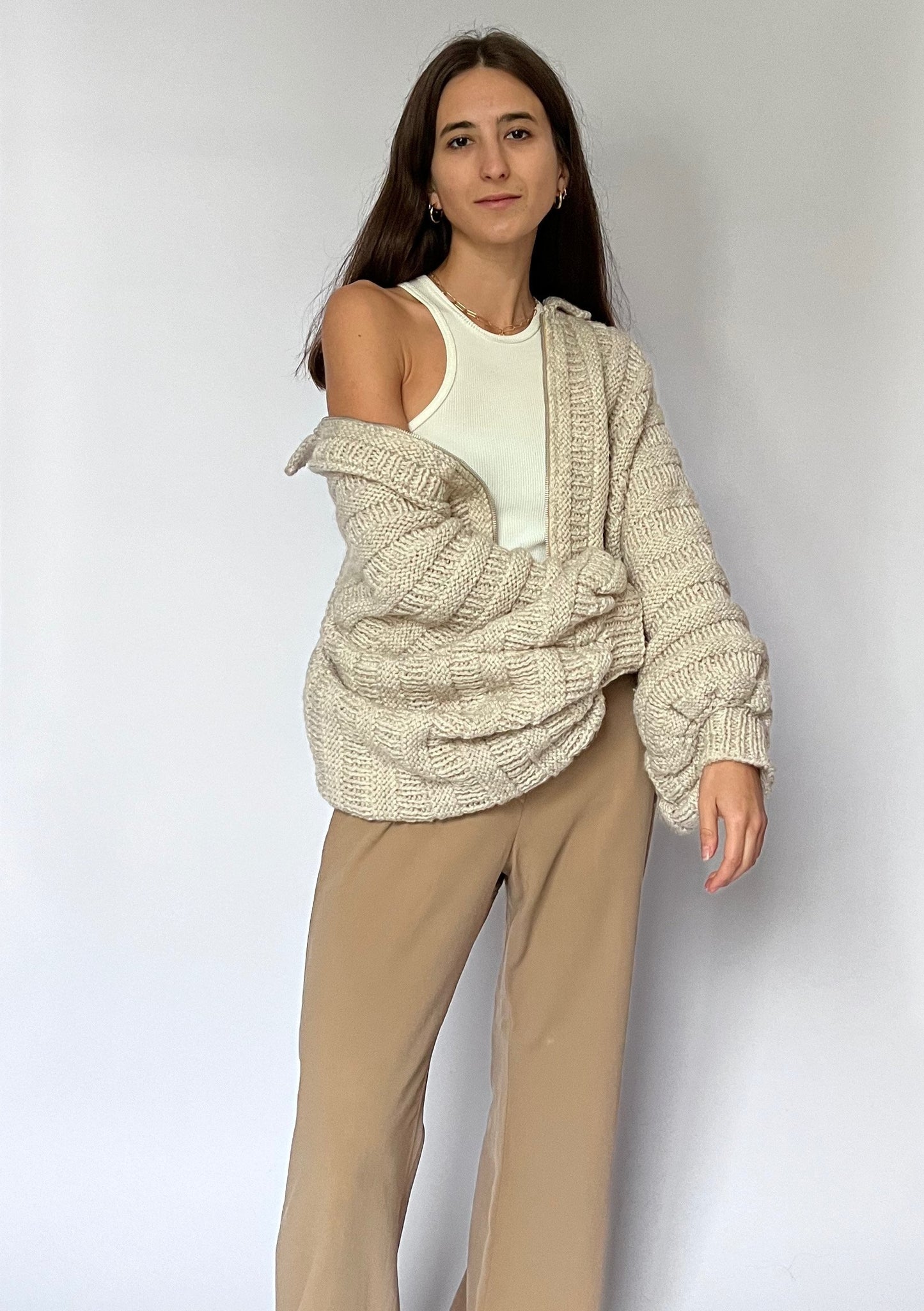 Volume Sleeve Knitted Cardigan XS/S/M