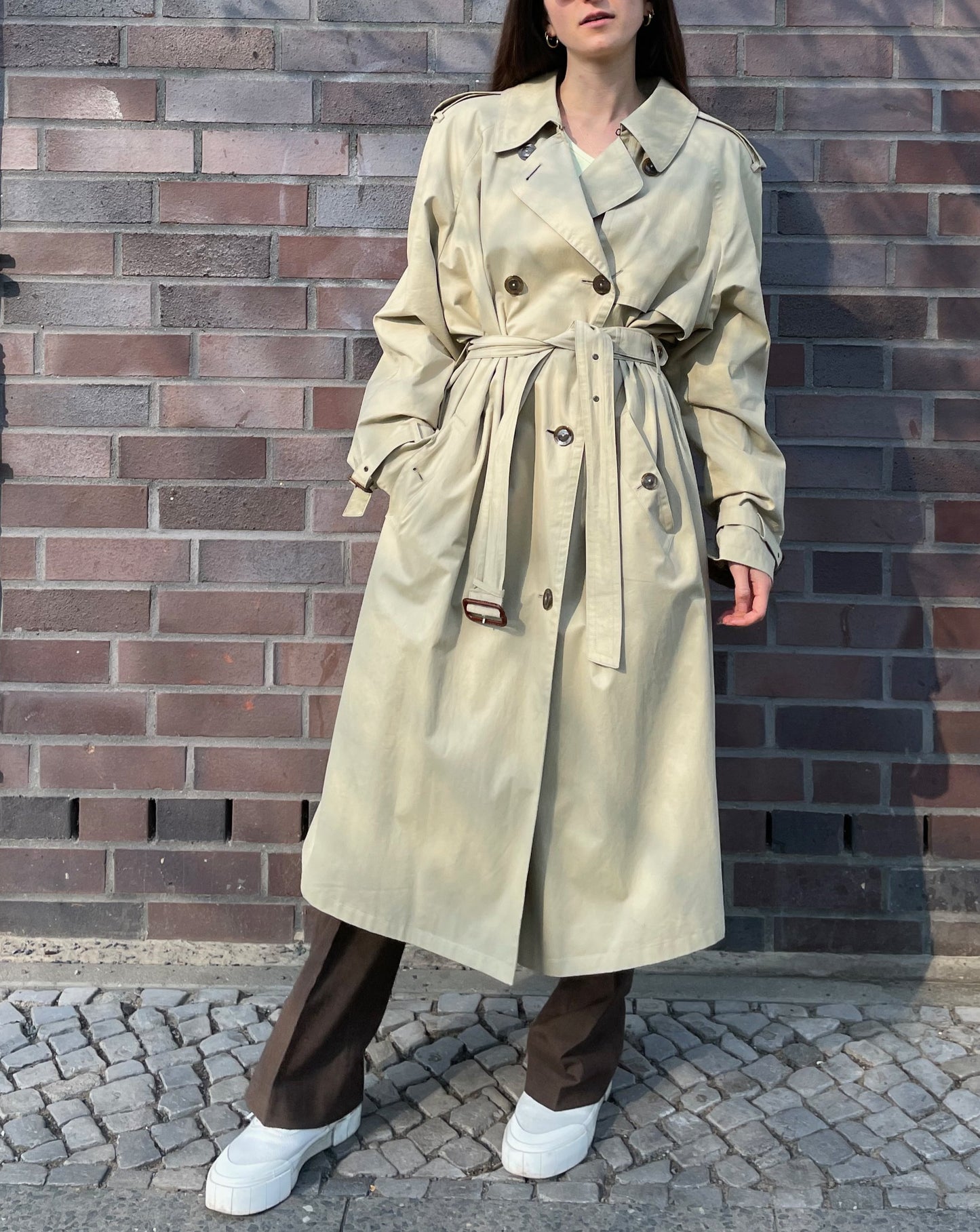 Vintage Neutral Beige Trench with Button Back Size S-L