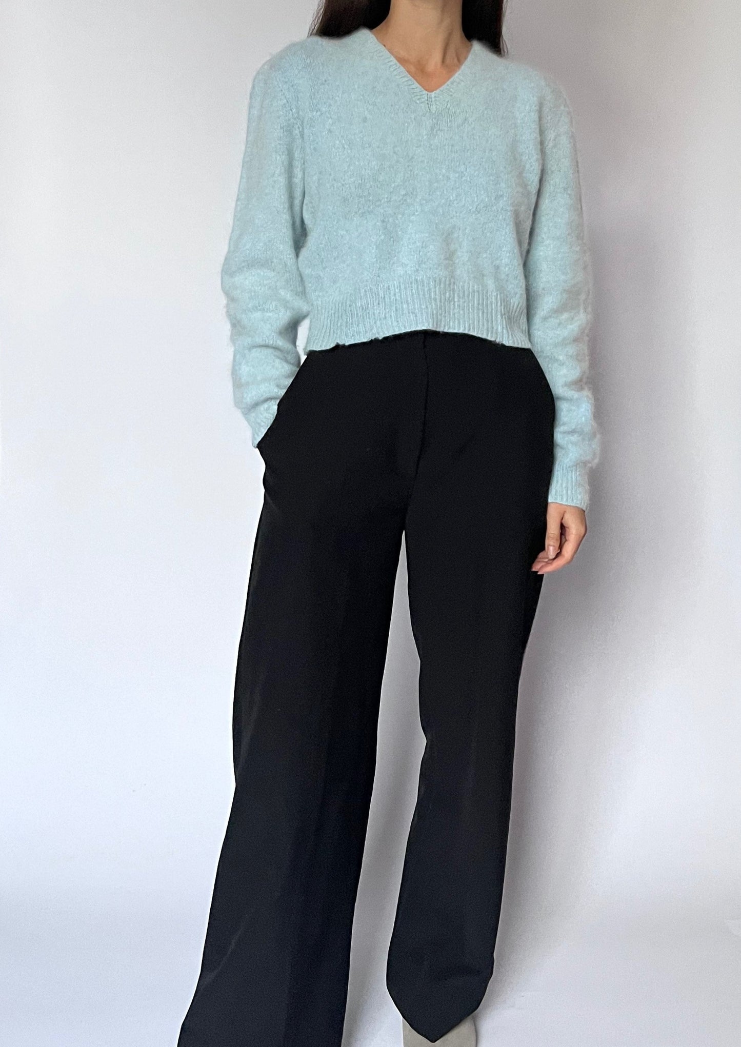 Blue Angora Cropped Jumper S