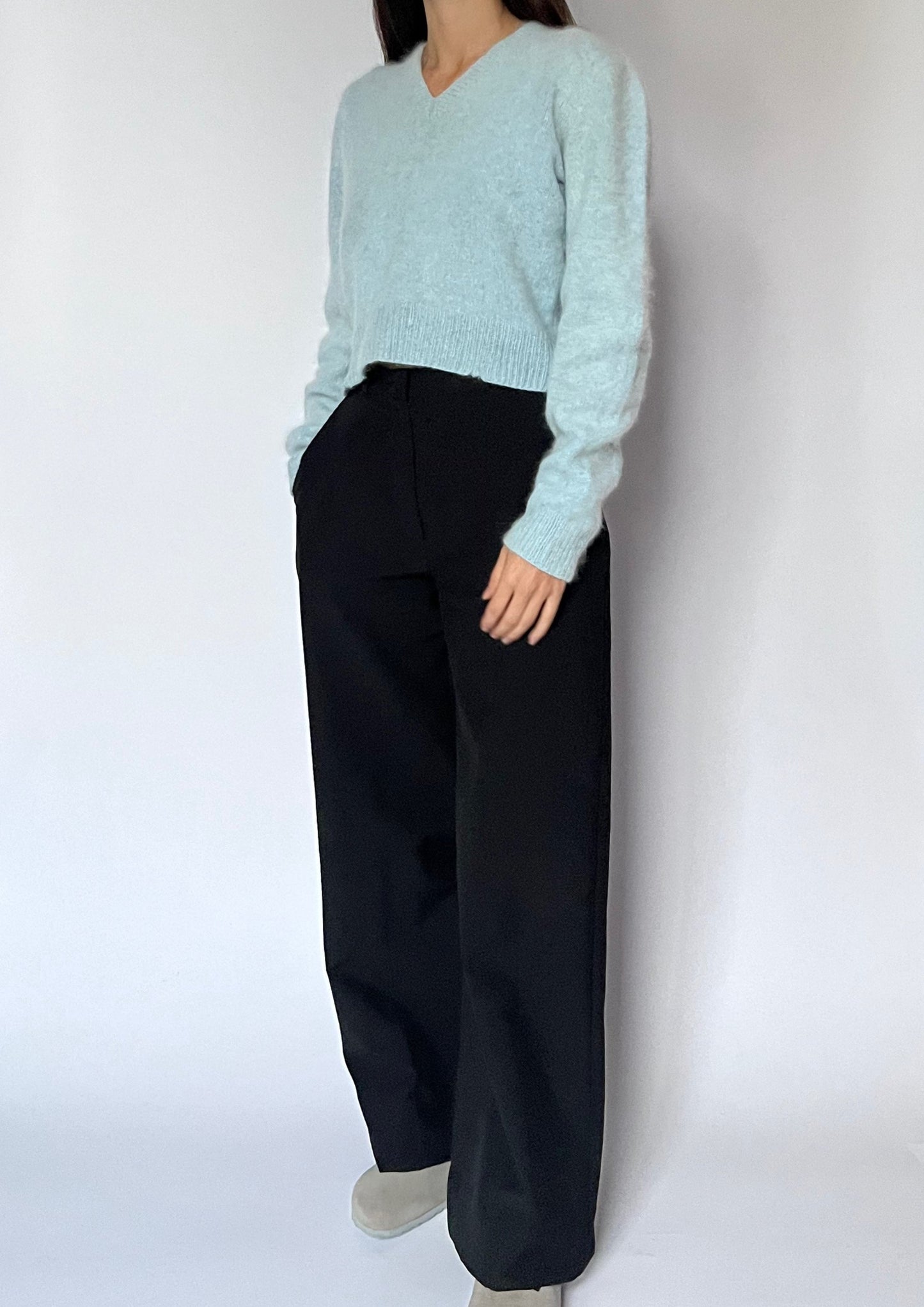 Blue Angora Cropped Jumper S