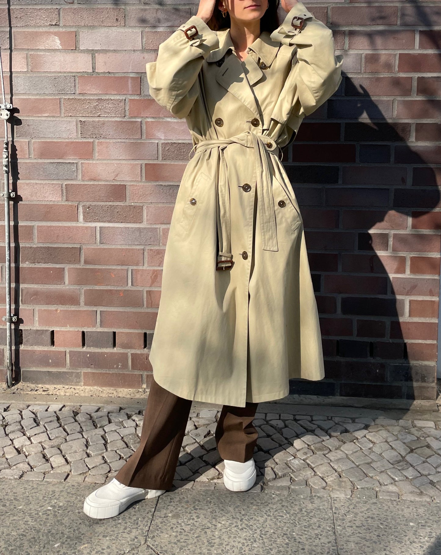 Vintage Neutral Beige Trench with Button Back Size S-L