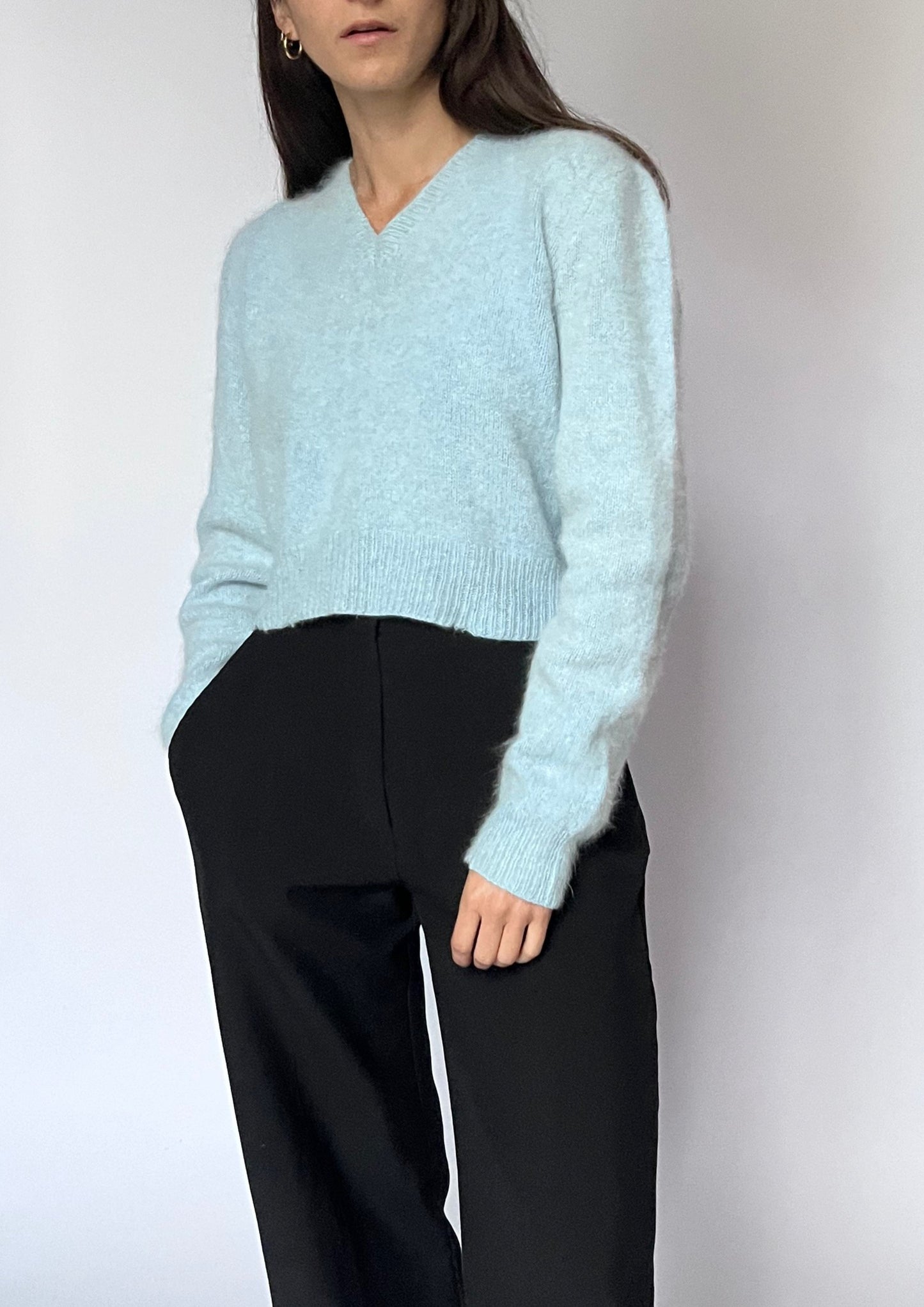 Blue Angora Cropped Jumper S