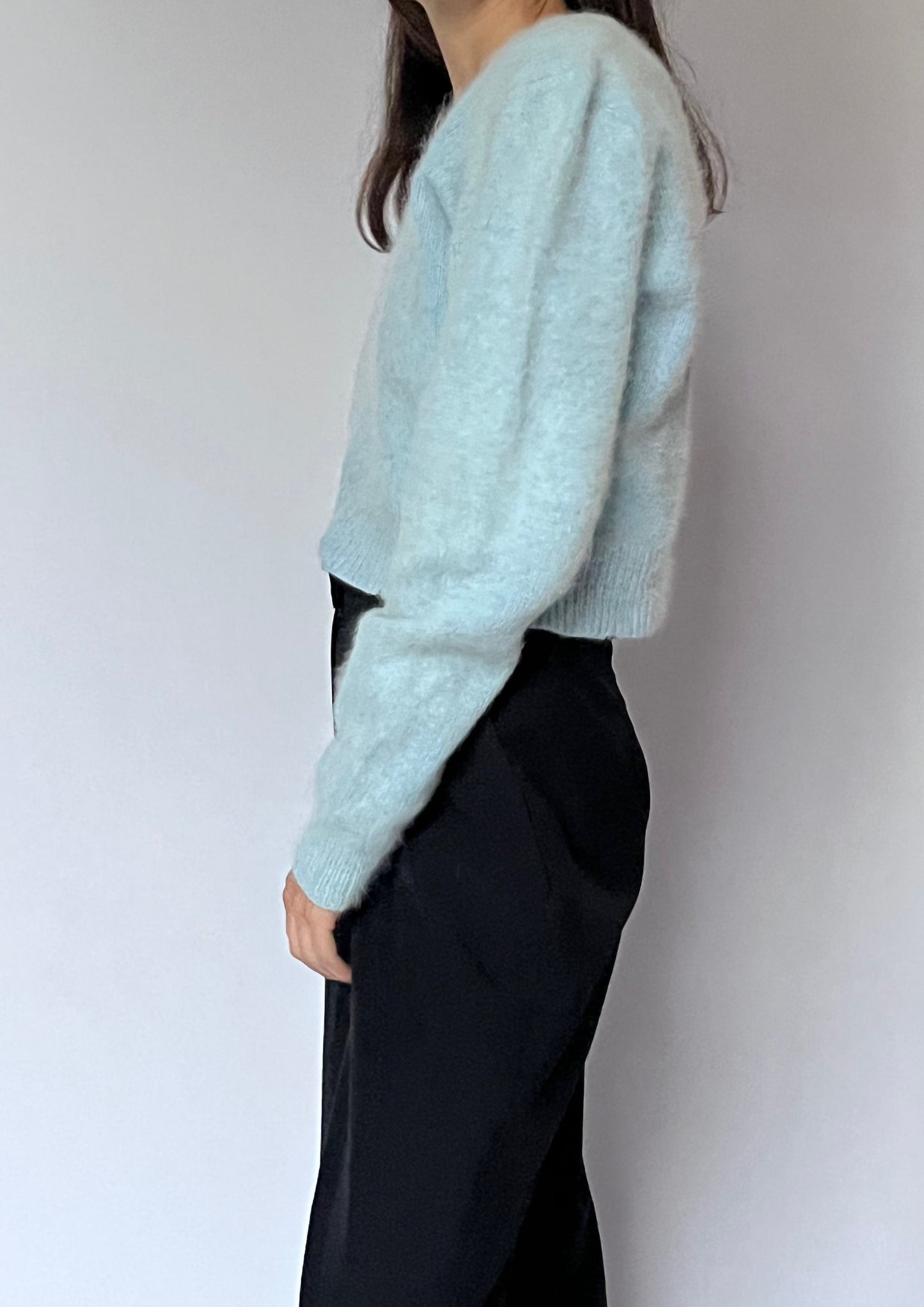 Blue Angora Cropped Jumper S