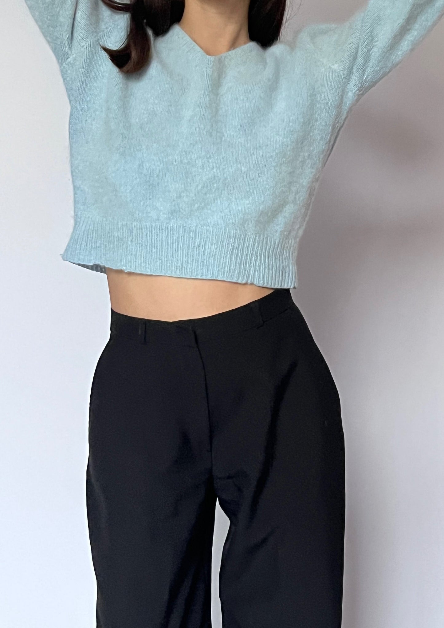 Blue Angora Cropped Jumper S