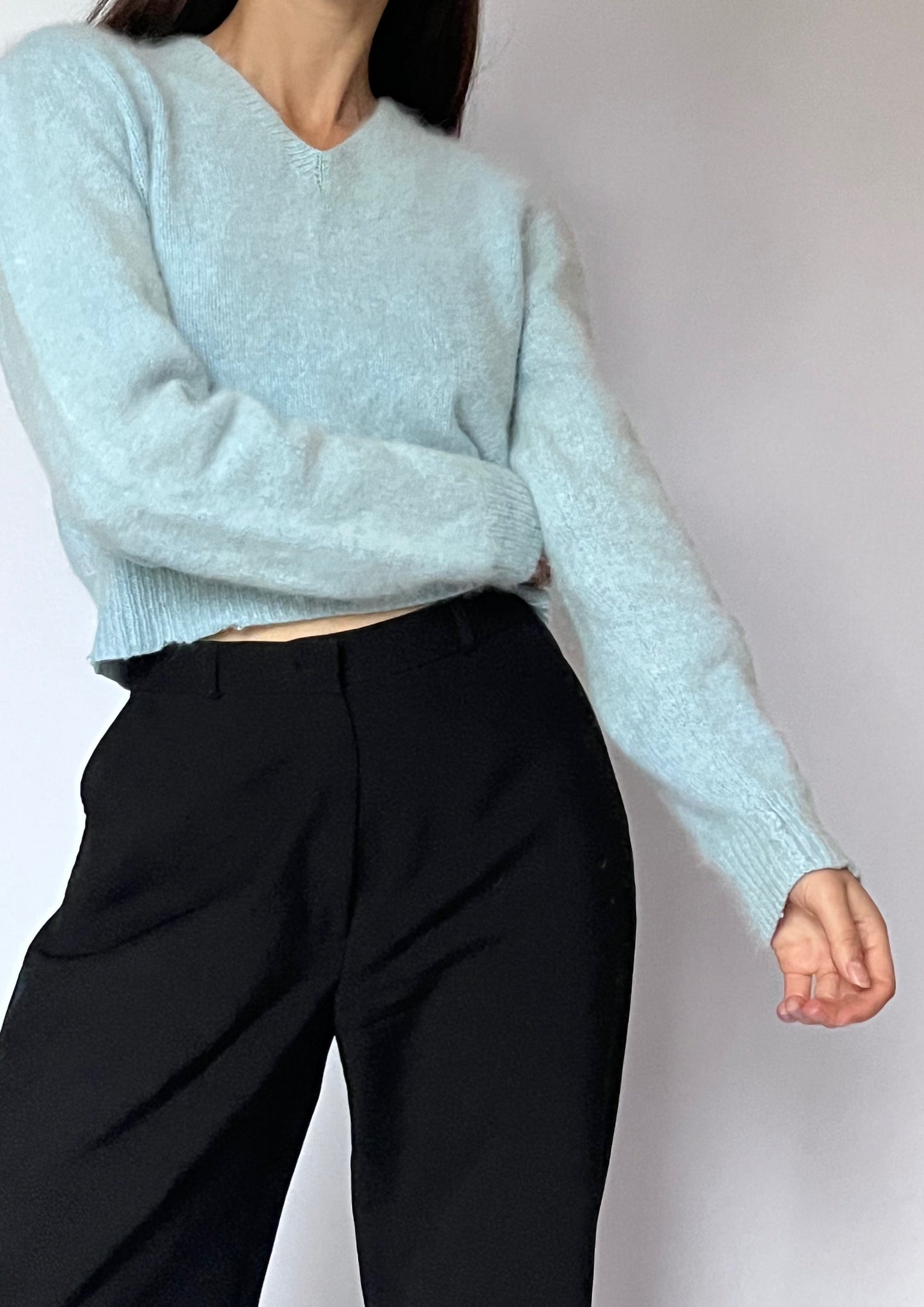 Blue Angora Cropped Jumper S