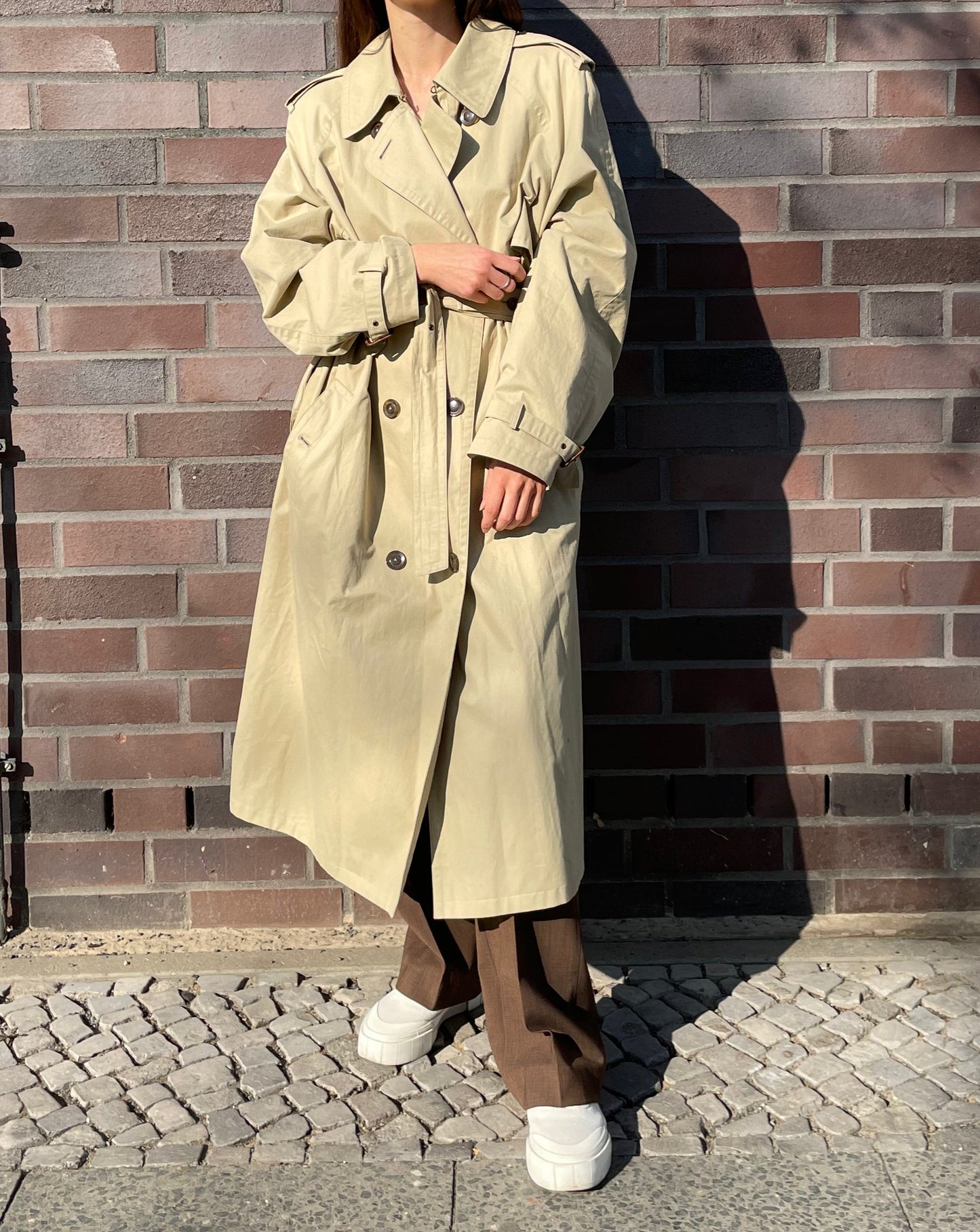 Vintage Neutral Beige Trench with Button Back Size S-L