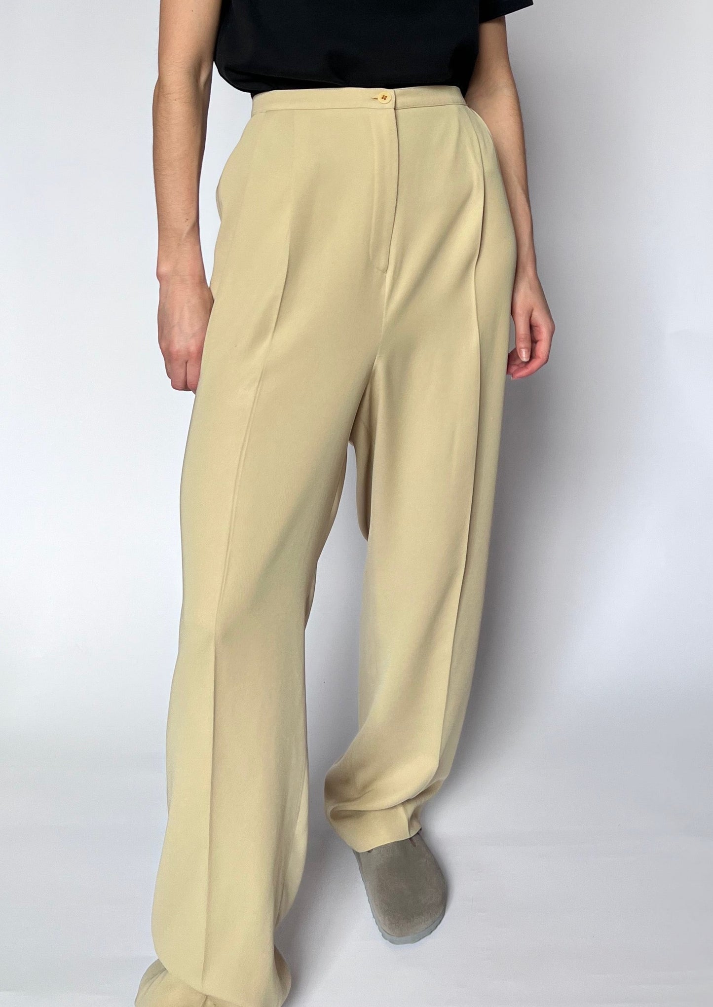 Neutral Wide Leg Suit Trousers W'32" M/L