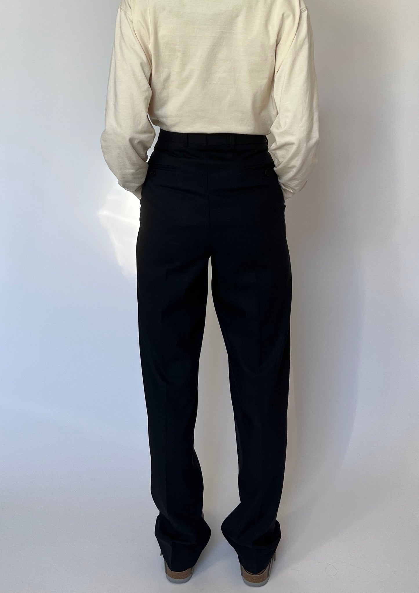 Navy Pleated Wool Trousers M W'31"