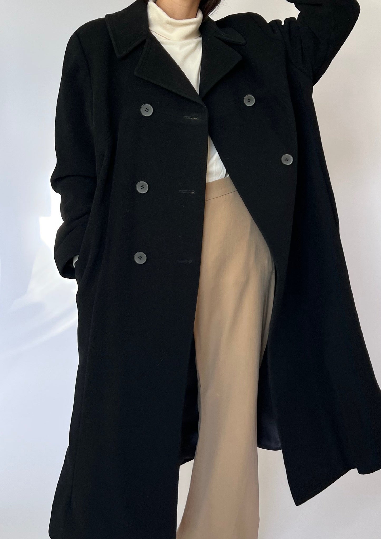 Structured Wool Black Coat S/M