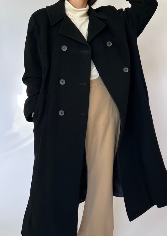 Structured Wool Black Coat S/M