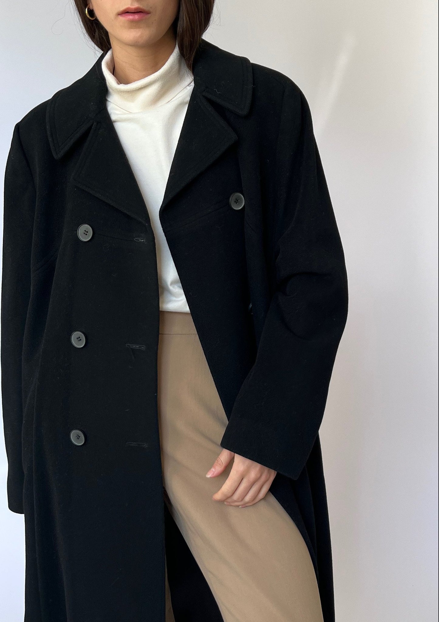 Structured Wool Black Coat S/M