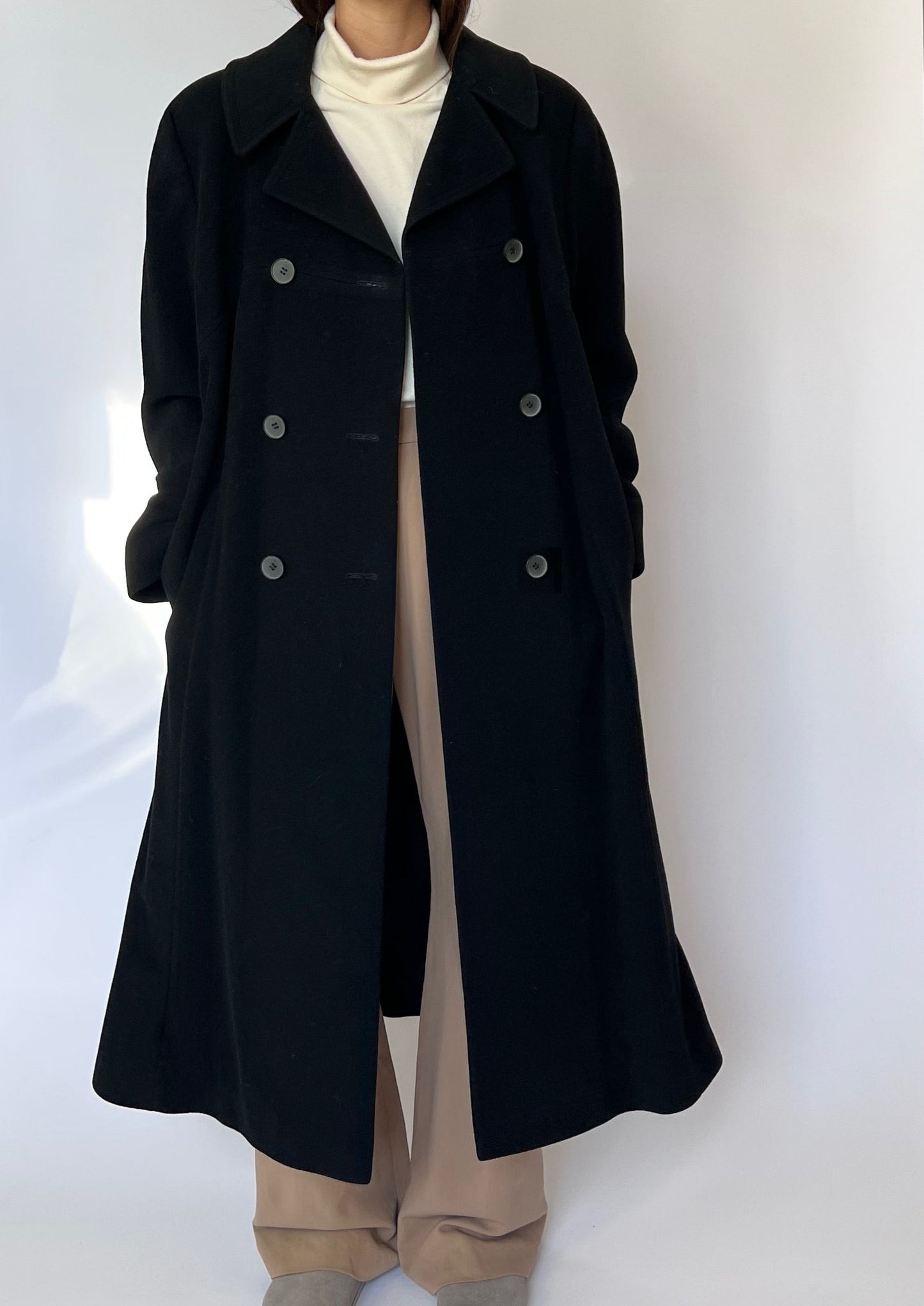 Structured Wool Black Coat S/M