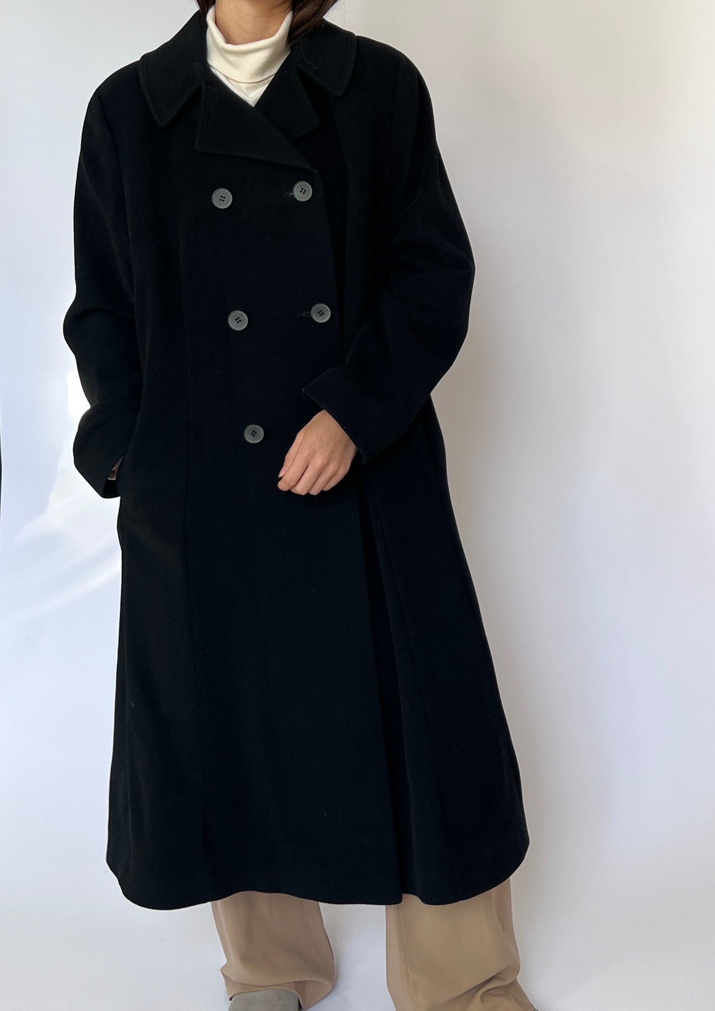 Structured Wool Black Coat S/M