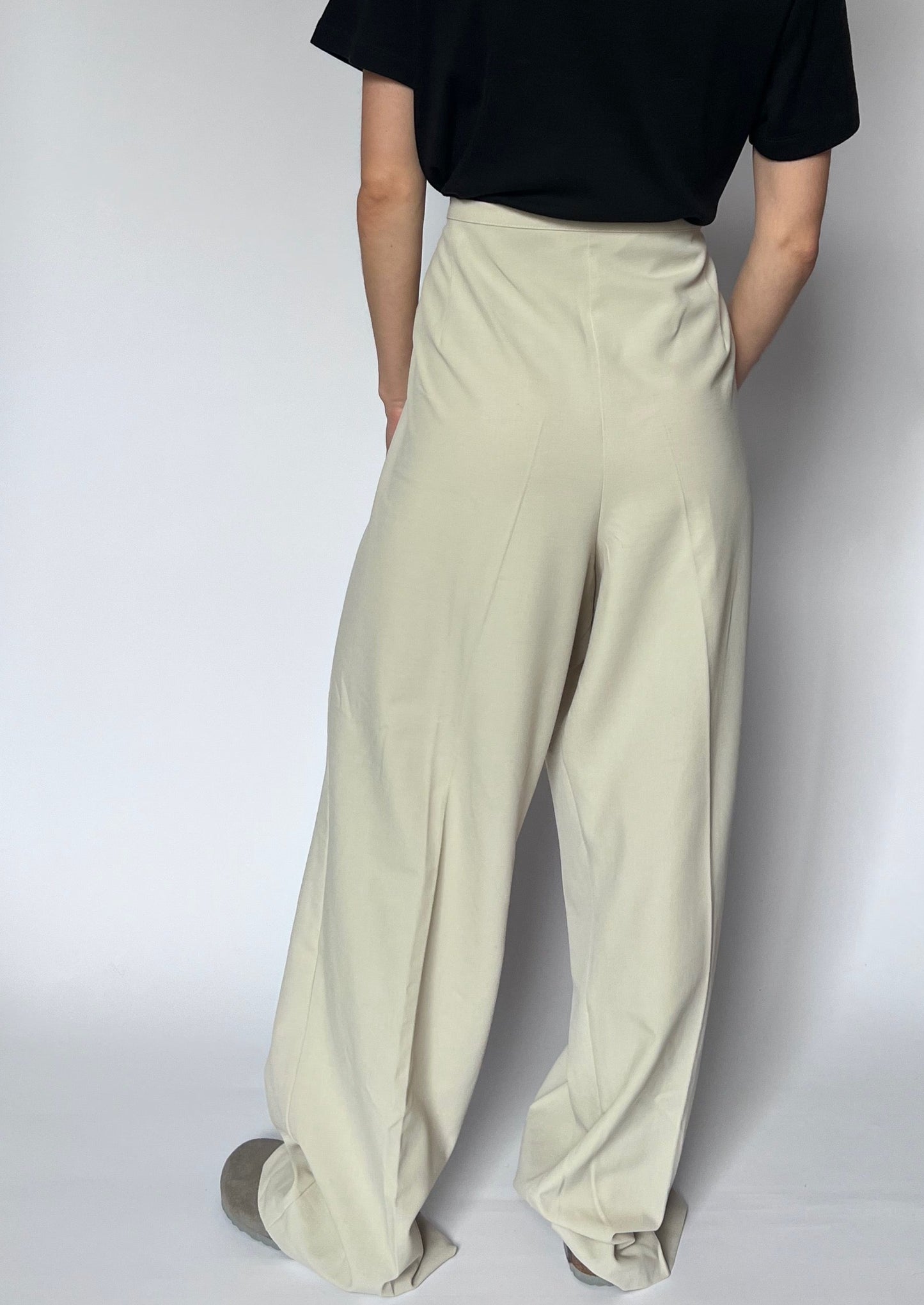 Vintage Fluid Wide Leg Suit Cream Trousers W'38.5" XL *Can be altered*